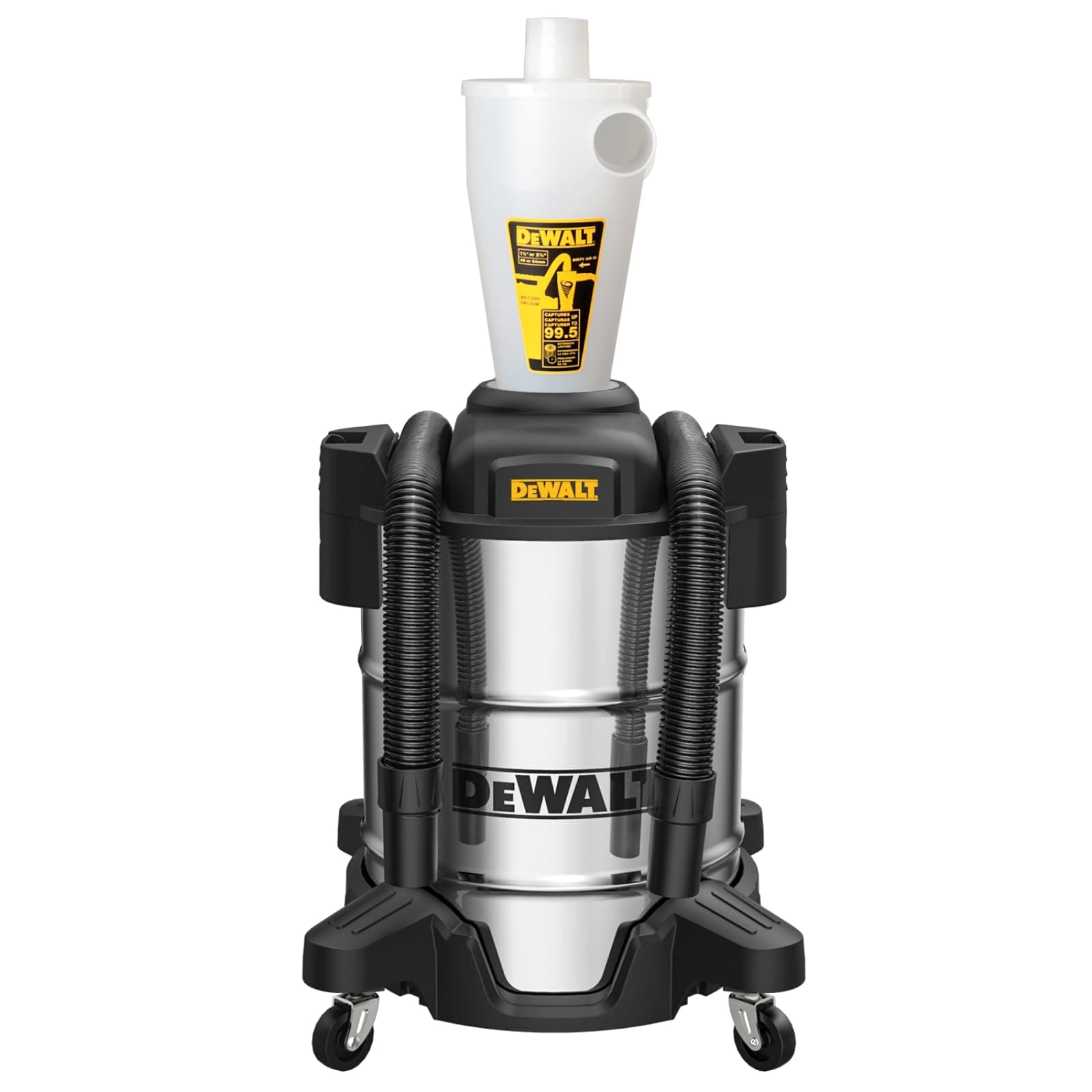 Dewalt Dust Separator with 10 Gallon Stainless Steel Tank 99.5% Efficiency Cyclone Dust Collector High Performance Cycle Powder Collector Filter Dust Cyclone Collector DXVCS003