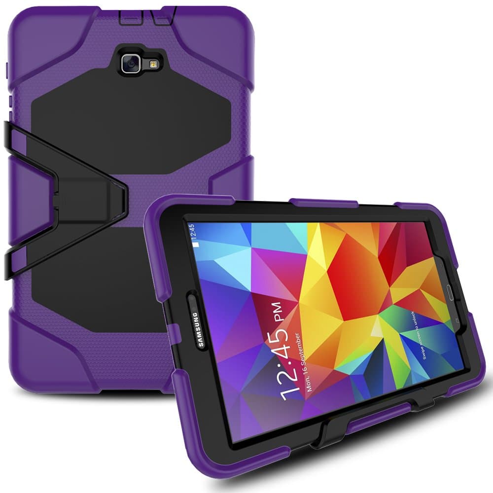 LKXING Armor Case For Galaxy Tab A 10.1,[Screen Protector][Heavy Duty][Shock Absorption] Drop Protection High Impact Resistant Cover For Samsung Galaxy Tab A 10.1(SM-T580/T585) (purple)