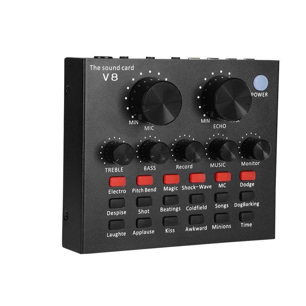 REMALL Sound Mixer Board with Multiple Sound Effects and Voice Changer, Mini Echo Audio Mixer for Cell Phone Computer Tablet and Laptop Karaoke Live Streaming Broadcast