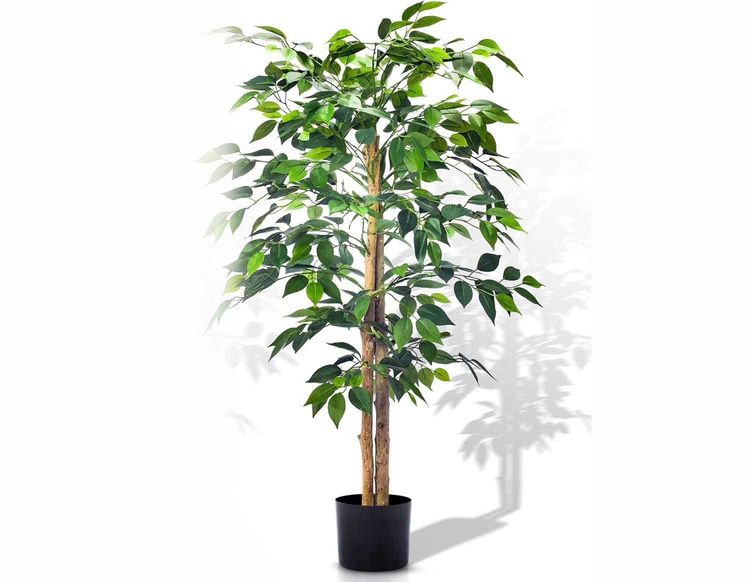 FC22 120CM Artificial Ficus Trees with Realistic Leaves and Natural Trunk, Faux Ficus Tree with Sturdy Plastic Nursery Pot, Fake Ficus Tree for Office Home Farmhouse for Indoor Outdoor Decor (120cm)