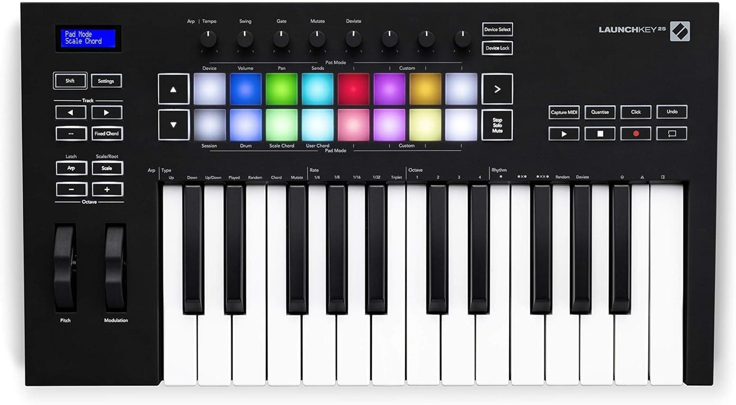 Launchkey 25 [MK3] MIDI Keyboard Controller — Seamless Ableton Live Integration. Chord Mode, Scale Mode, and Arpeggiator. All the software you need for Music Production.