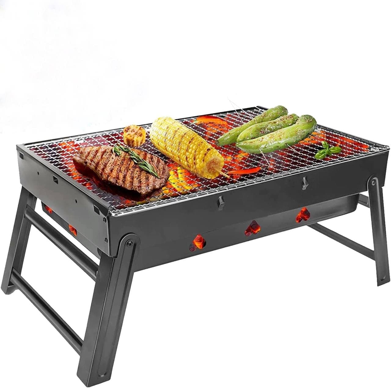 – MARKQ Barbecue Grill, Portable Foldable Charcoal BBQ Grill for Outdoor Cooking Grilling Picnics Hiking Tailgating Backpacking Camping Grill 44.3 x 31 x 7 cm