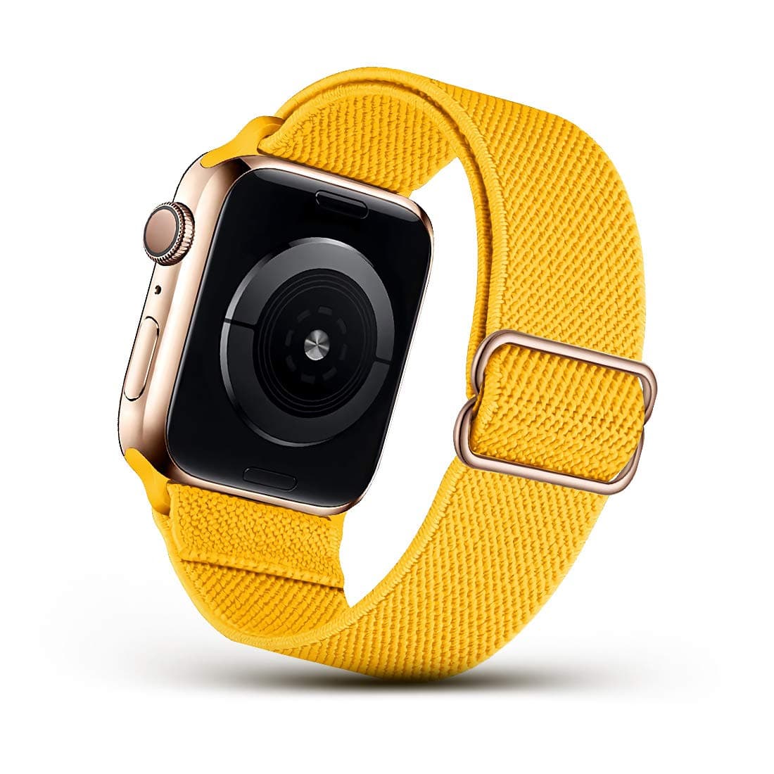 DSEHNGMEI Stretchy Nylon Solo Loop Strap Compatible with Apple Watch Bands 44mm 42mm, Adjustable Stretch Braided Elastic band Sport Women Men Strap Compatible with iWatch Series 6/5/4/3/2/1 SE,Yellow