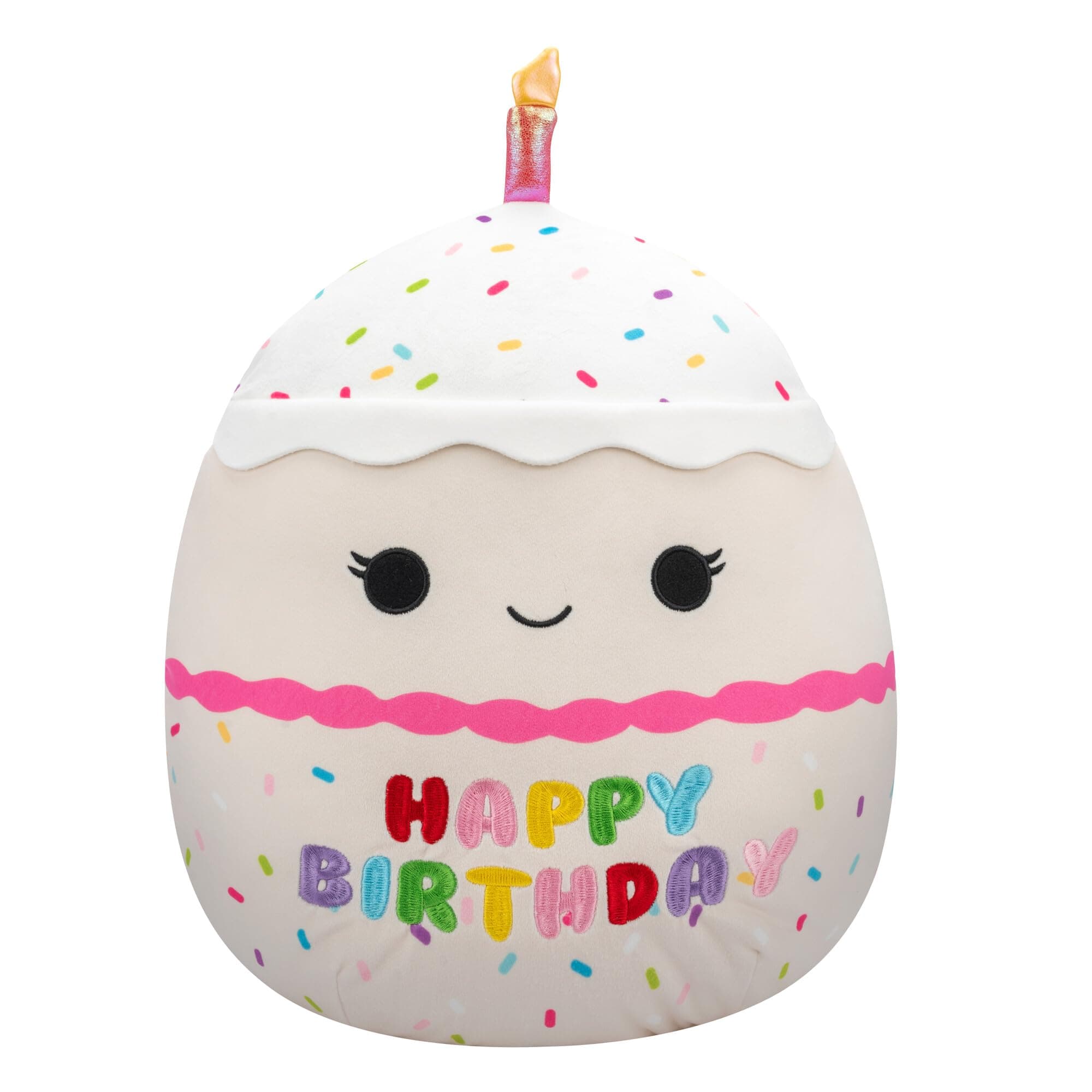 Original 14-Inch Lyla Vanilla Birthday Cake with Rainbow Sprinkles Embroidery - Official Jazwares Large Plush