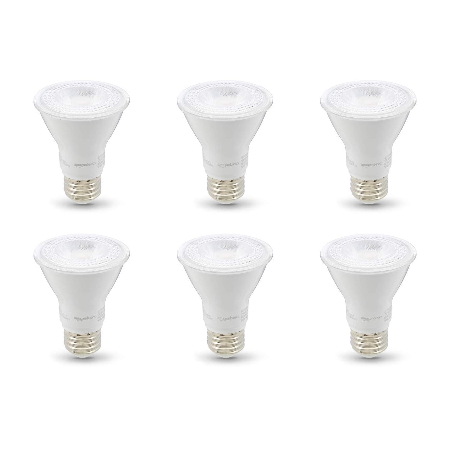 PAR20 LED Light Bulb, 50W Equivalent, 7W Energy Efficient, E26 Standard Base, Warm White 3000K, Dimmable, 10,000 Hour Lifetime, 6-Pack