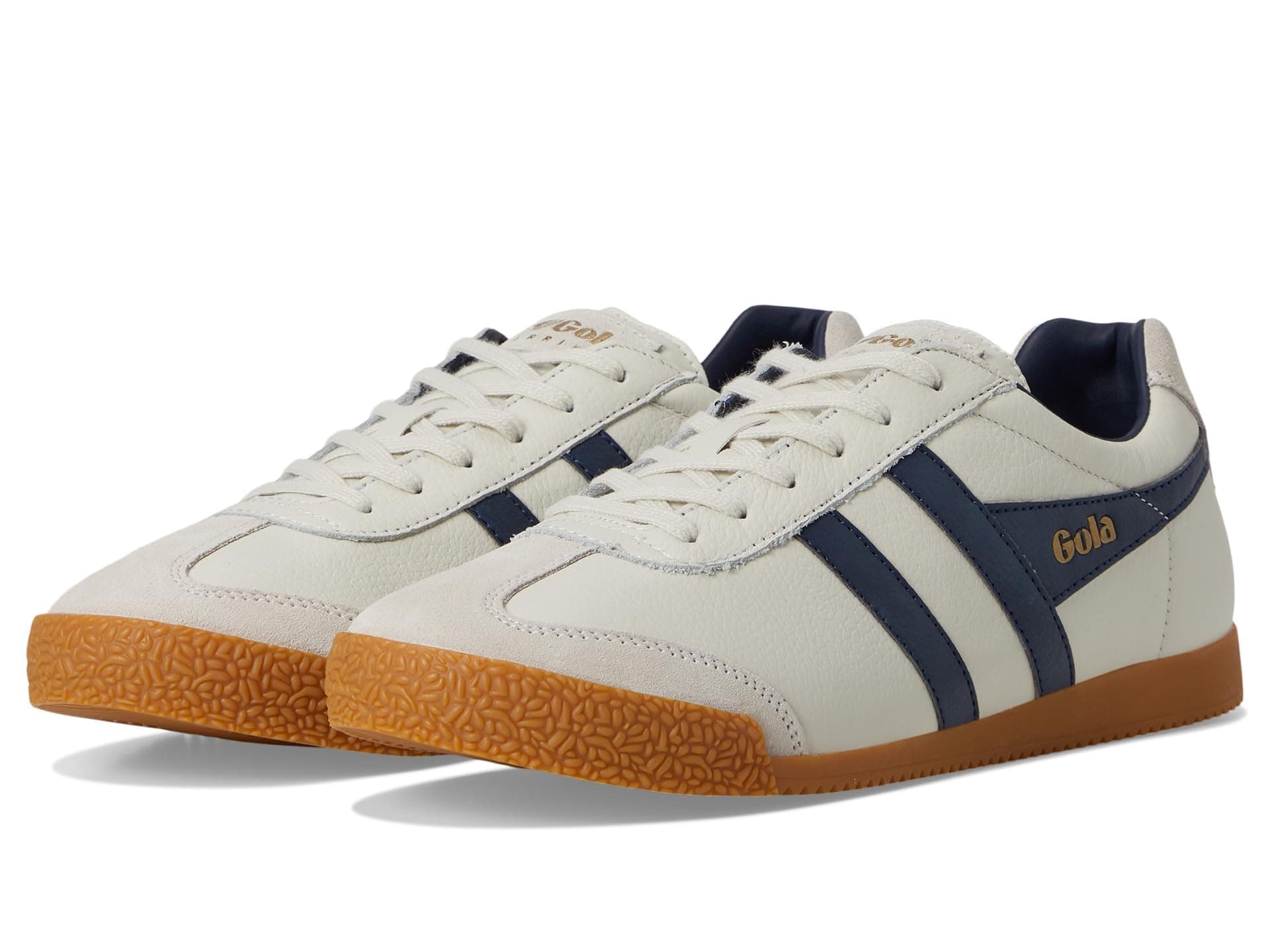 GolaMen's Harrier Leather Sneaker, Off-White/Navy/Navy, 10.5
