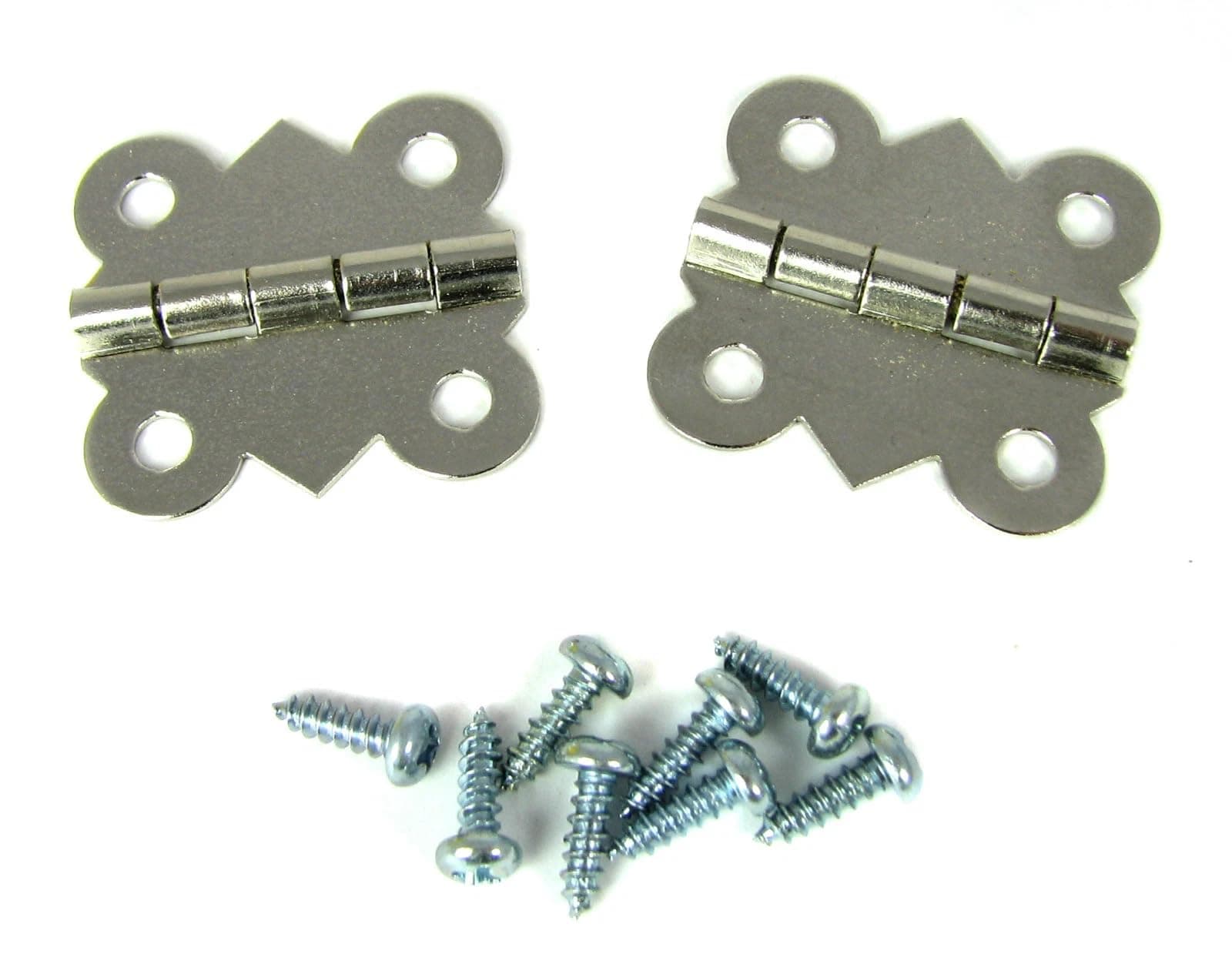 Small Silver Metal Hinge for Cabinet Door Box Hinges with Screws Butterfly Shape for Small Jewelry Box and DIY Projects,Size 25x20mm Approx.1 Inch Pack of 20 Pcs (White)