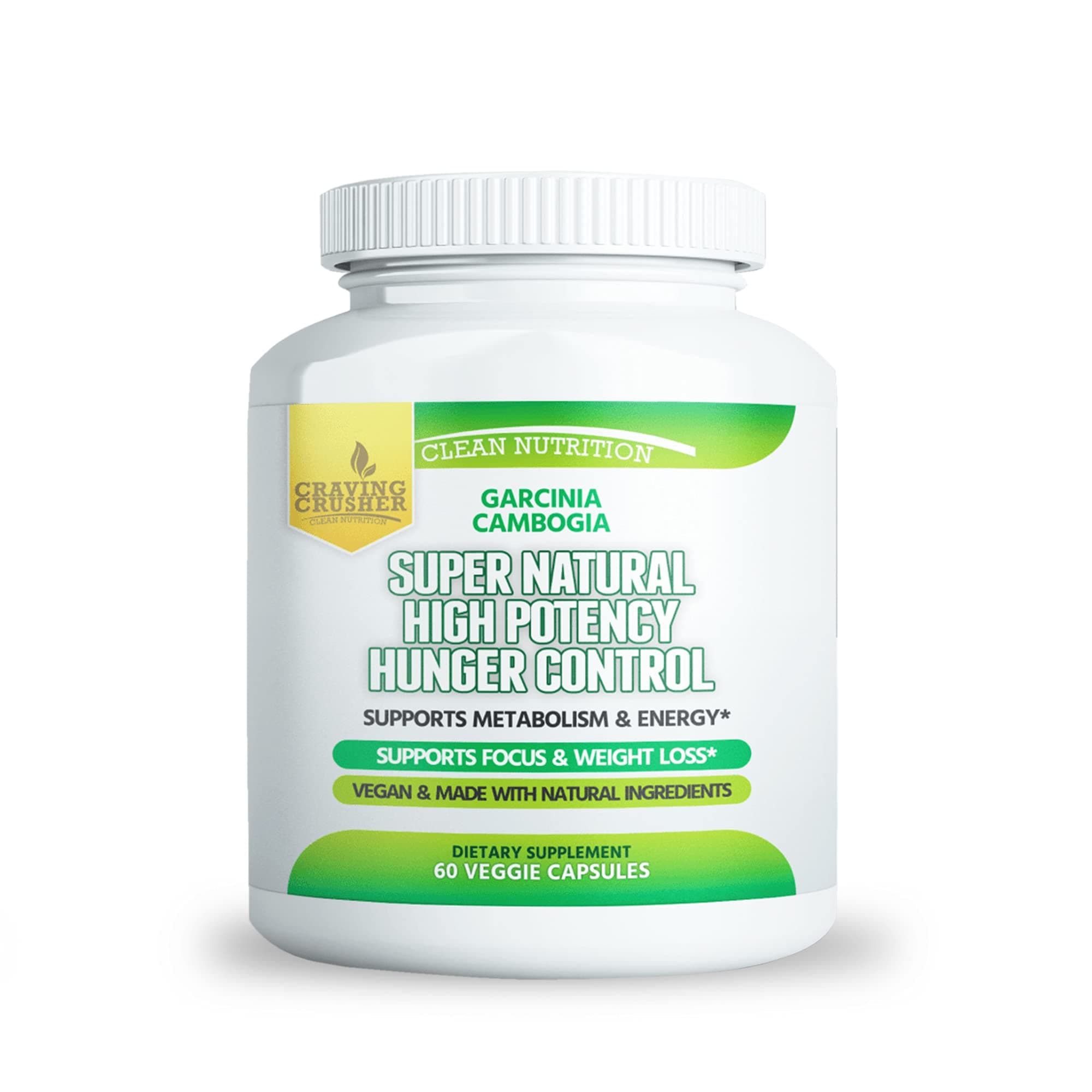 Craving Crusher - Super Natural High Potency Hunger Control, Weight Management Pills with Garcinia Cambogia and Green Coffee Bean, 60 Veggie Capsules