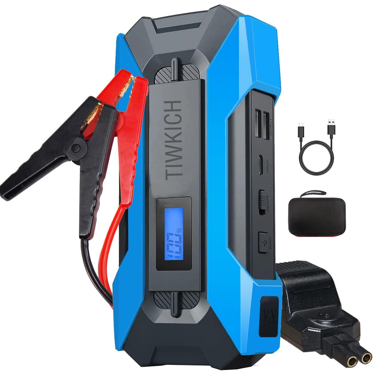 A11 Portable Automotive Jump Starter 4000A 12V Lithium Car Battery Booster Jump Starter Pack with LCD Display, USB Quick Charge, for Up to 10.0L Gasoline and 7.0L Diesel Engines (Blue)