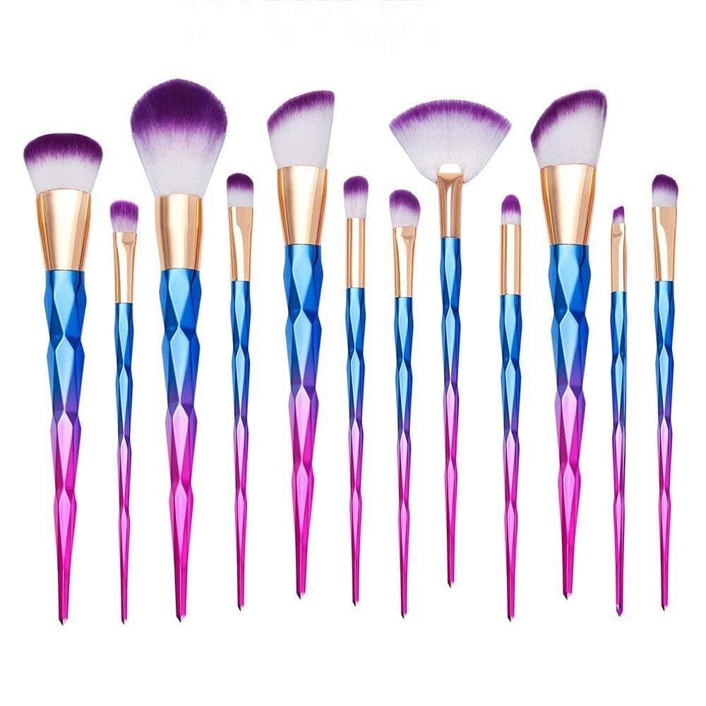 Xixiw Unicorn Makeup Brushes Set Make up Brush Foundation Blending Blush Concealer Eye Face Liquid Powder Cream Cosmetics Lip Brush Tool Brushes Kit 12Pcs, Blue