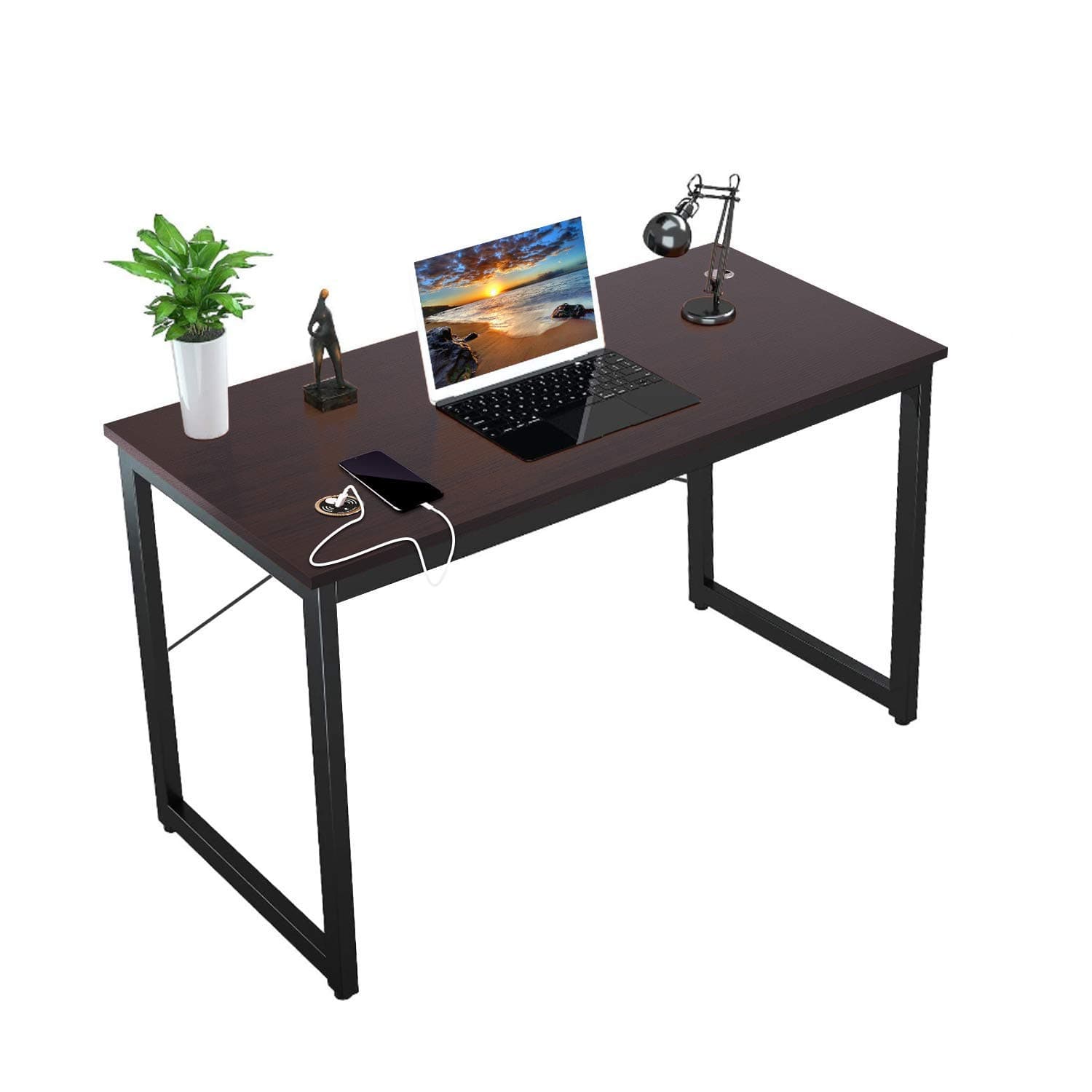 Computer Desk - CrazyLynX Corner Desk PC Workstation Table with Monitor Stand for PC Laptop, for Home Office, Wood & Metal (Black)