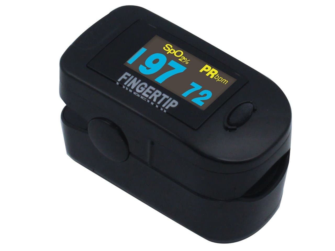 Concord Fingertip Deluxe OLED Pulse Oximeter with 6 way Reversible Display - Blood Oxygen Saturation Monitor with Carrying Case, Batteries and Lanyard - Easy to Use, Accurate SpO2 (Black Ox)
