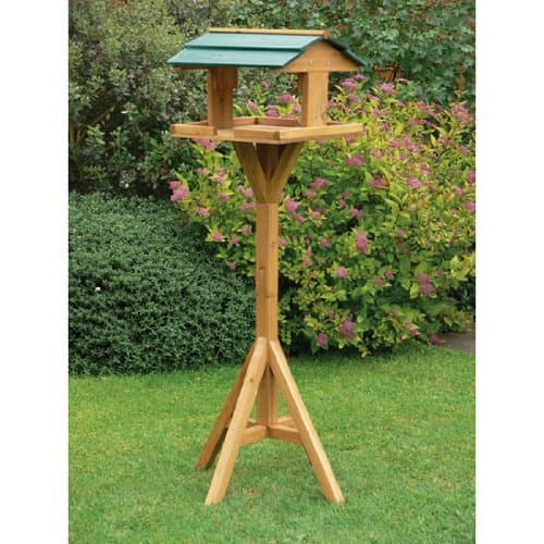 Traditional wooden bird table garden birds feeder feeding station free standing