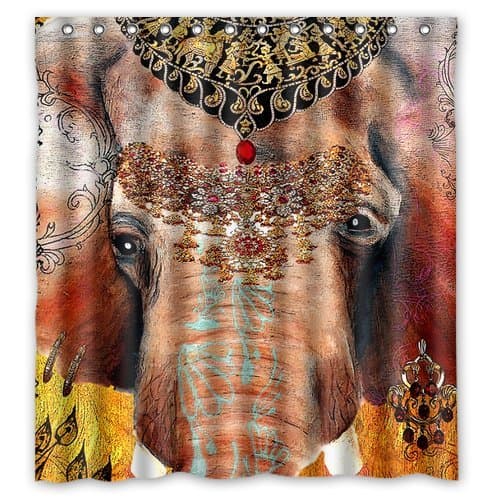 Atnee Elegant Aztec Indian Elephant Shower Curtain Standard Inch Size 66"(w) x 72"(h)