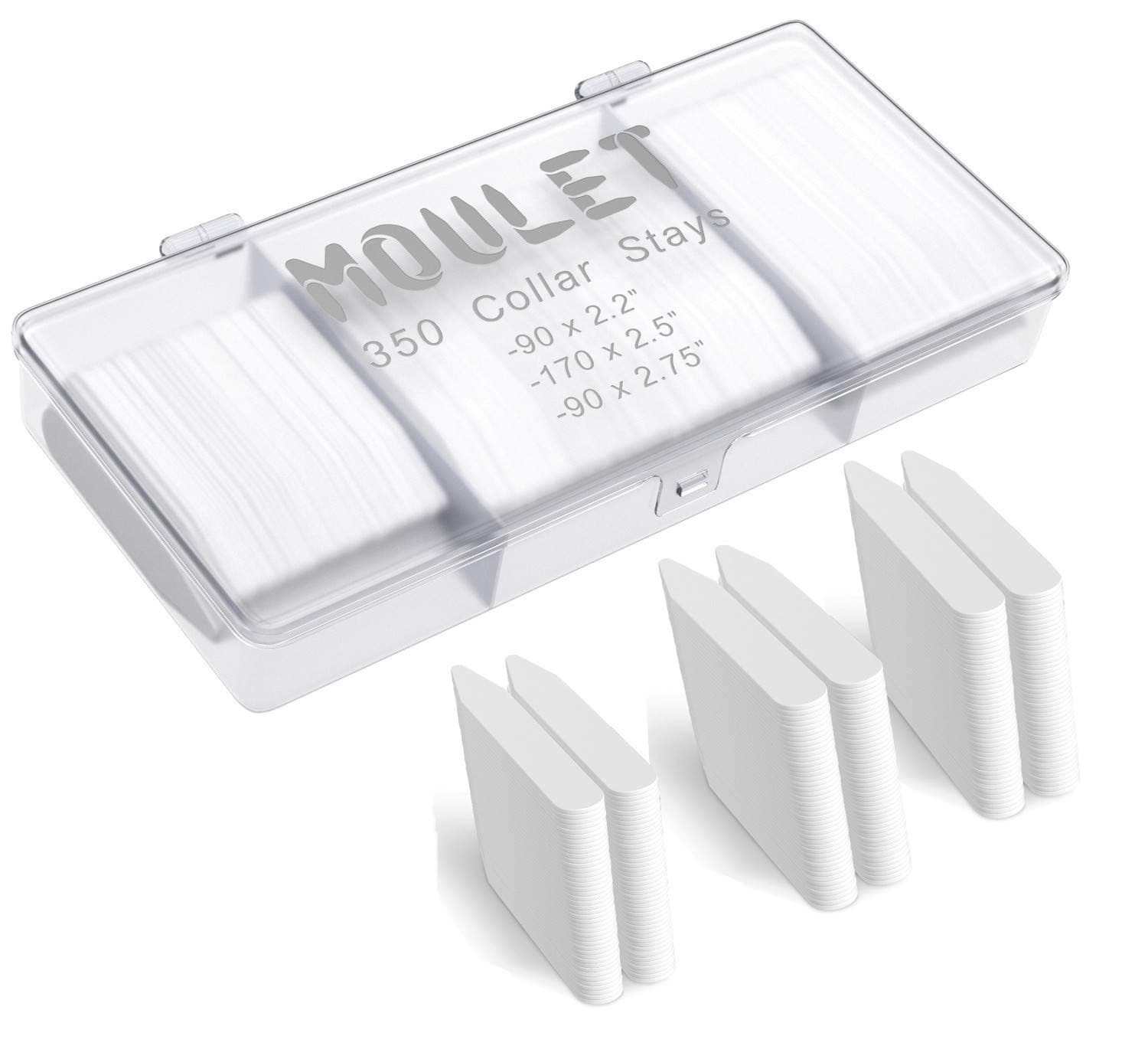 350 Plastic Collar Stays in a Divided Box for Men - 3 Sizes