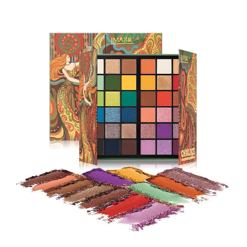 Pro Chalice 36 Color Eyeshadow Palette, 30.8g Eyeshadow Matte Shimmer Finish Make up Palette Highly Pigmented Colorful Powder - Multicolor