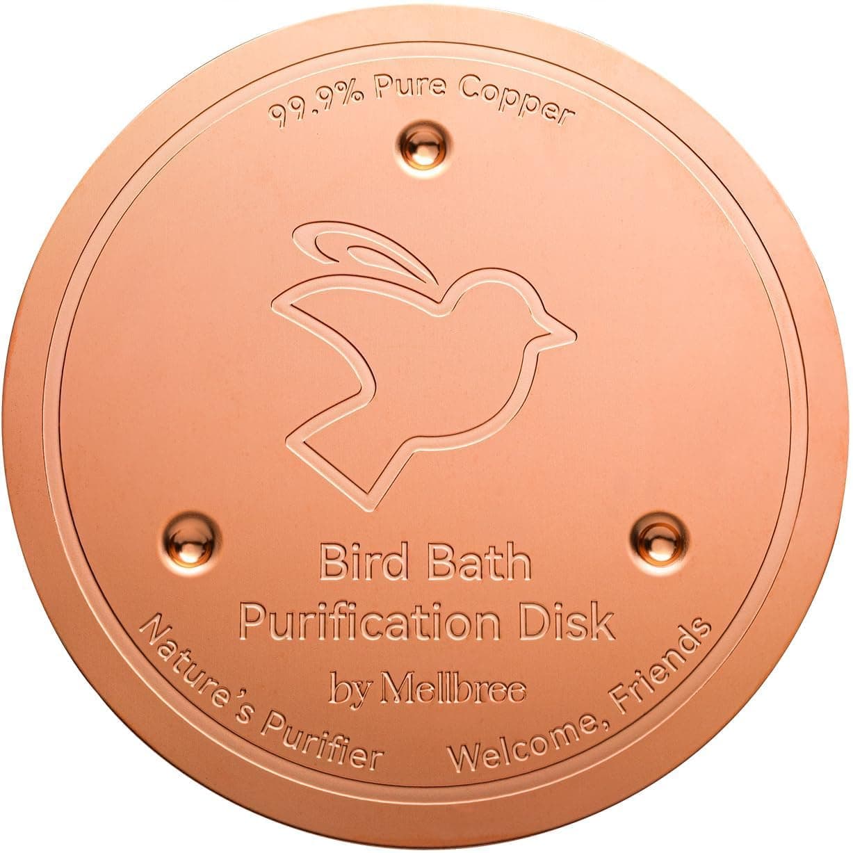 Mellbree Bird Bath Copper Disk, 0.6mm Reinforced 99.99% Pure Copper Cleaning Disk for Physical Safe Clean Water All-Season, Universal Fit for Outdoor Birdbaths, Bowl, Bird Bath Solar