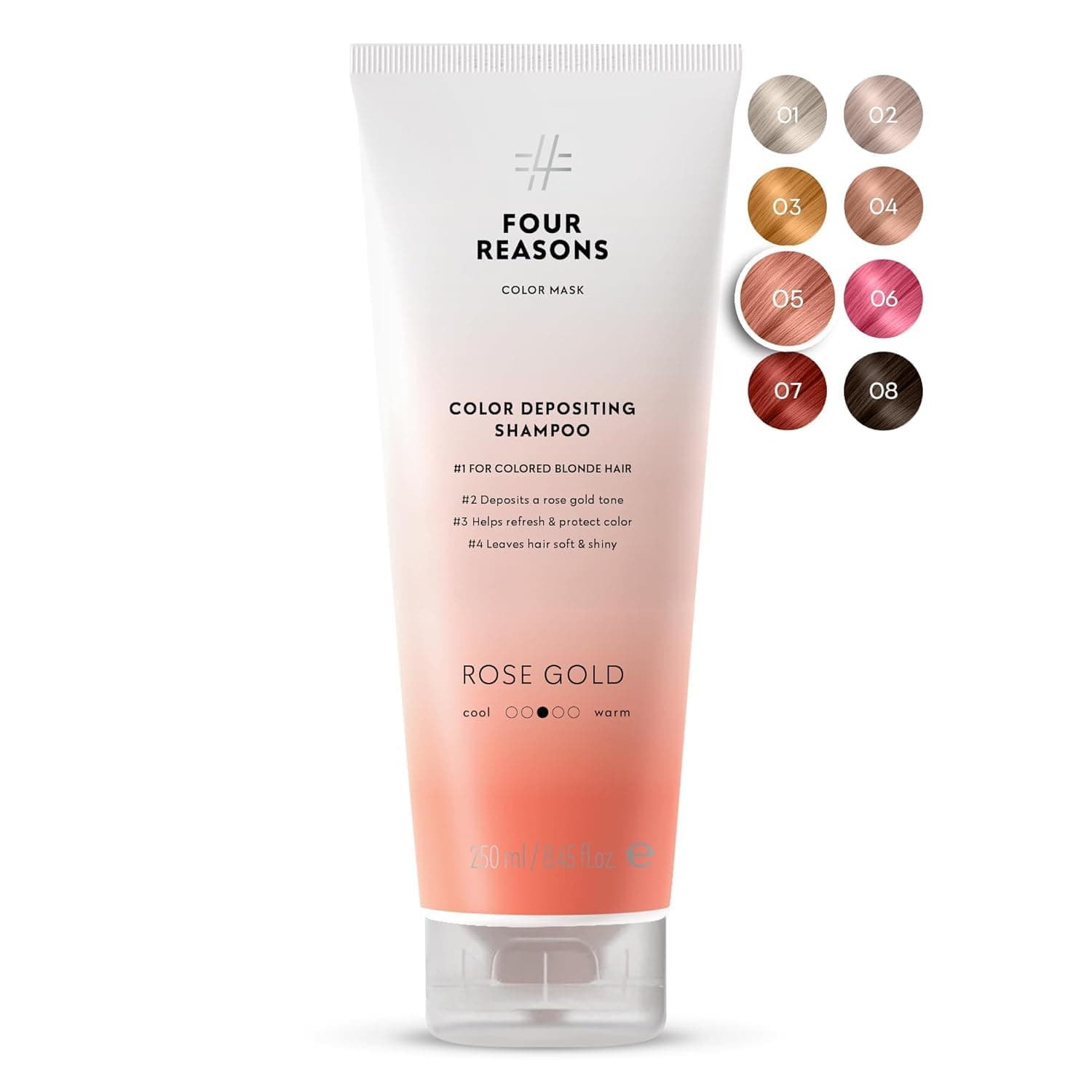 Hair Color Shampoo (8 Colors) - Sulfate Free Rose Gold Hair Toner - Color Depositing Shampoo for Color Treated Hair, Vegan, 8.45 Fl Oz (Rose Gold)