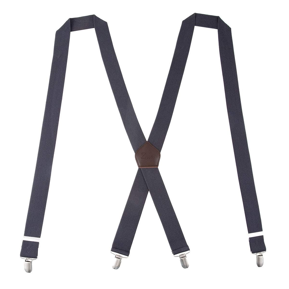 Men Suspenders KANGDAI Suspenders For Men White 4 Clips Wide 1.4" X Back Heavy Duty Men Braces Elastic Durable Suspenders Strong Metal Clips (Blue)