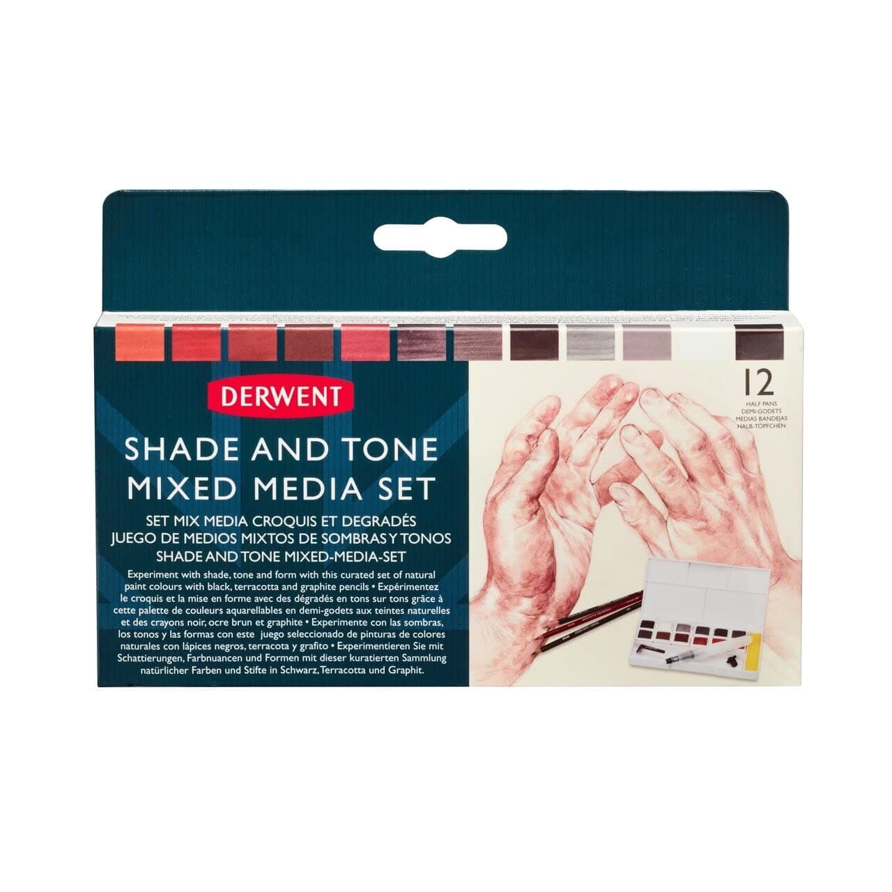 Shade & Tone Mixed Media Set, 16 Piece Set, Natural Paint Colours with Inktense, Graphitint, Pencils & Tinted Charcoal, Professional Quality, 2305903