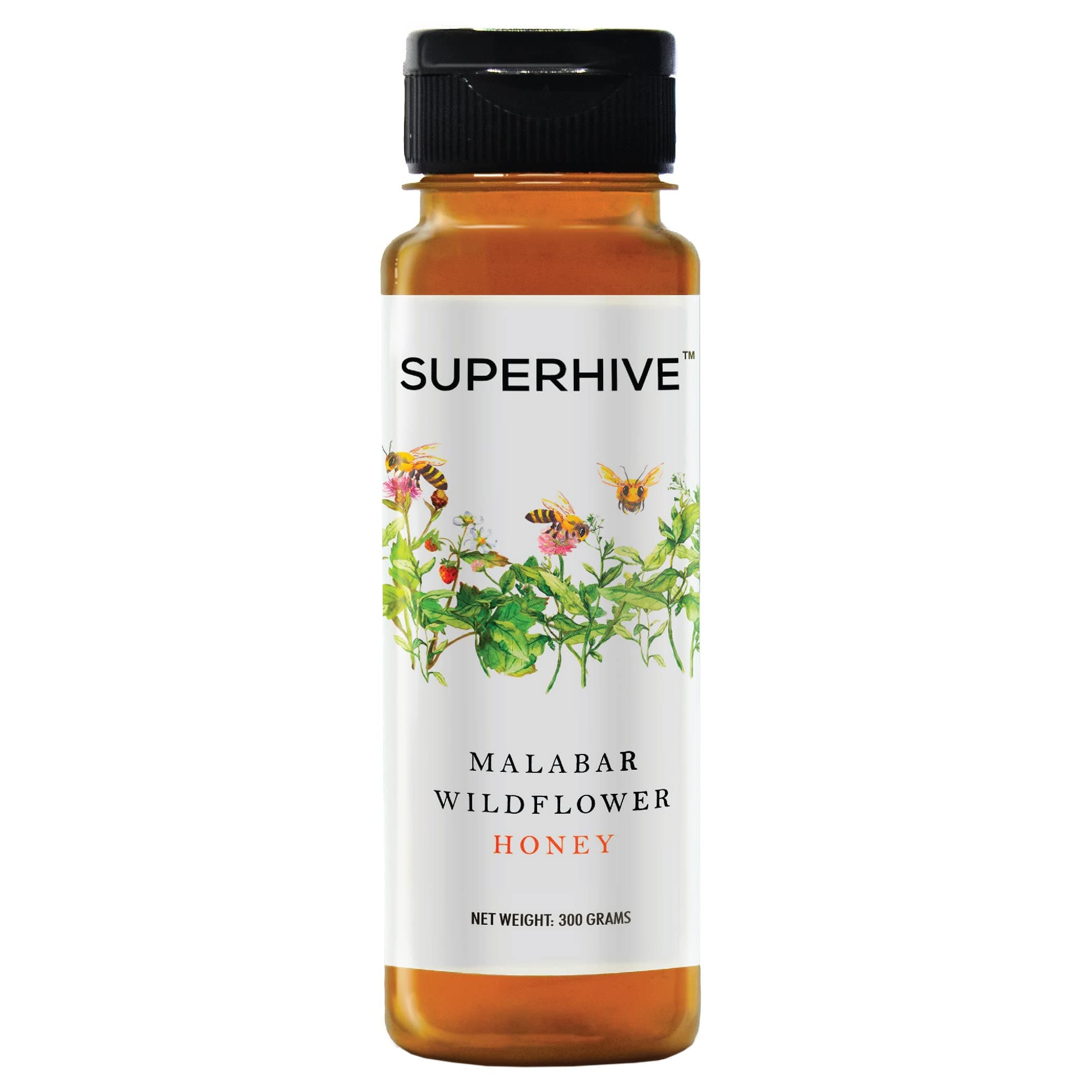 Superhive Malabar Wildflower Honey | Premium Honey - 100% Pure, Unadulterated & Ethically Sourced | Delicious Superfood & Natural Sweetener | Squeeze Bottle, 300 grams