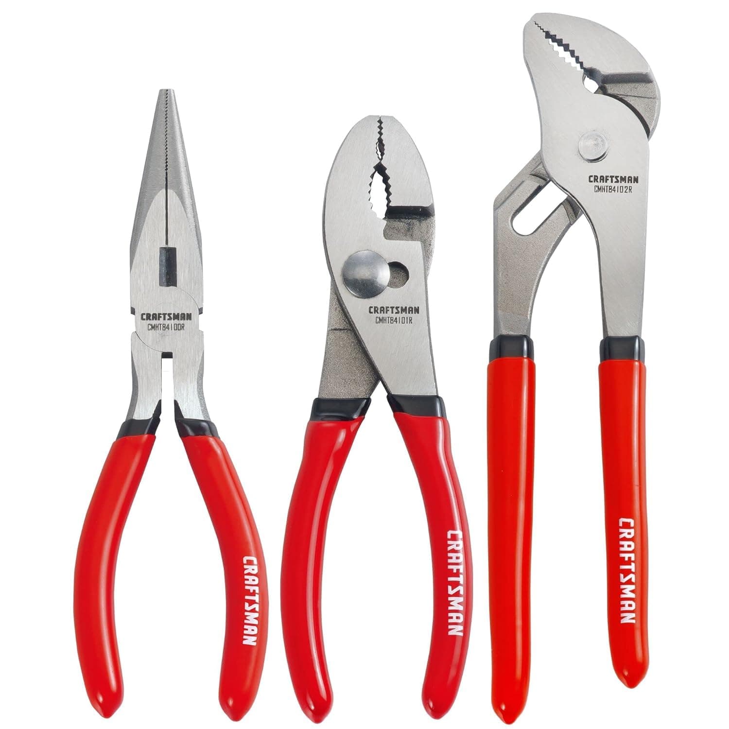 Pliers Set, 3 Piece Set, 6 Inch Long Nose, 6 Inch Slip Joint, 8 Inch Groove Joint (CMHT84103R)