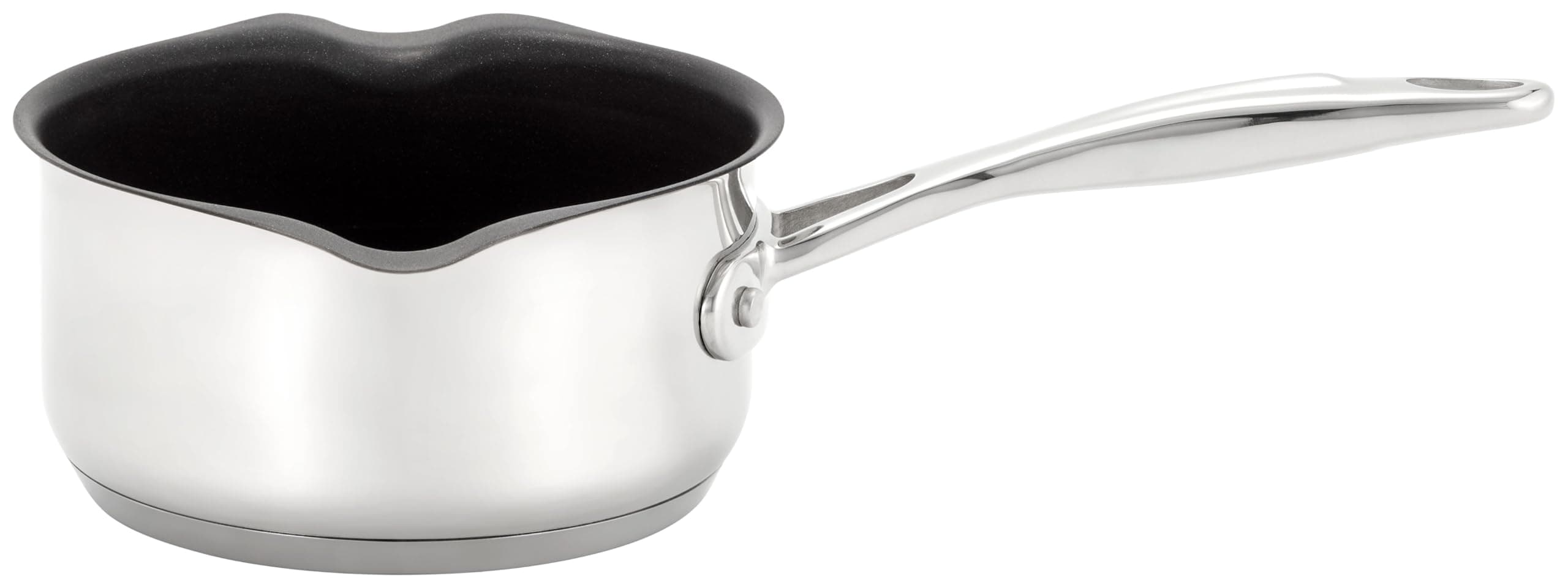Stellar Profile Stainless Steel Non-Stick Milk Pan, 2 Pouring Lips, Induction, Oven Safe, Dishwasher Safe, 800ml/14cm - 10 Year Non-Stick Warranty