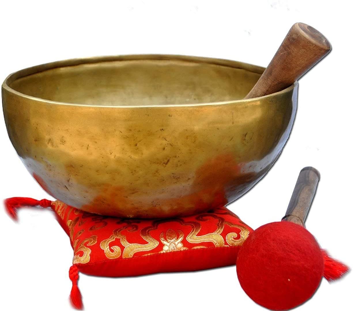 7"Superb Crown Chakra Tibetan Singing Bowl for Meditation, Made of 7 metals. Cushion & Suede leather Wooden Mallet