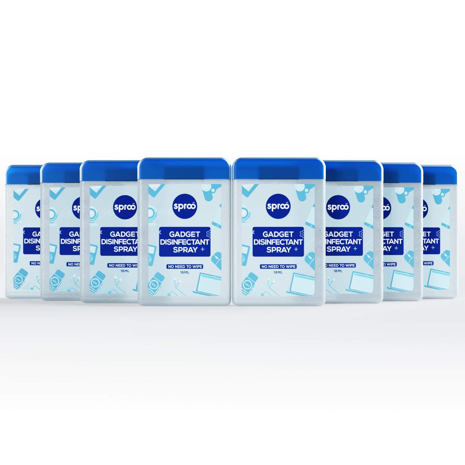 sproo Gadget 18 ml Disinfectant Sanitizer Spray for Multi-Surfaces, Alcohol Based - Kills 99.9% Germs, Sanitizes Areas (Pack of 8)