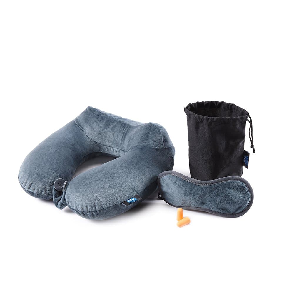 MYCIECOO Memory Foam Travel Pillow Neck Support Cushion with Free Sleep Eye Mask and Earplugs by