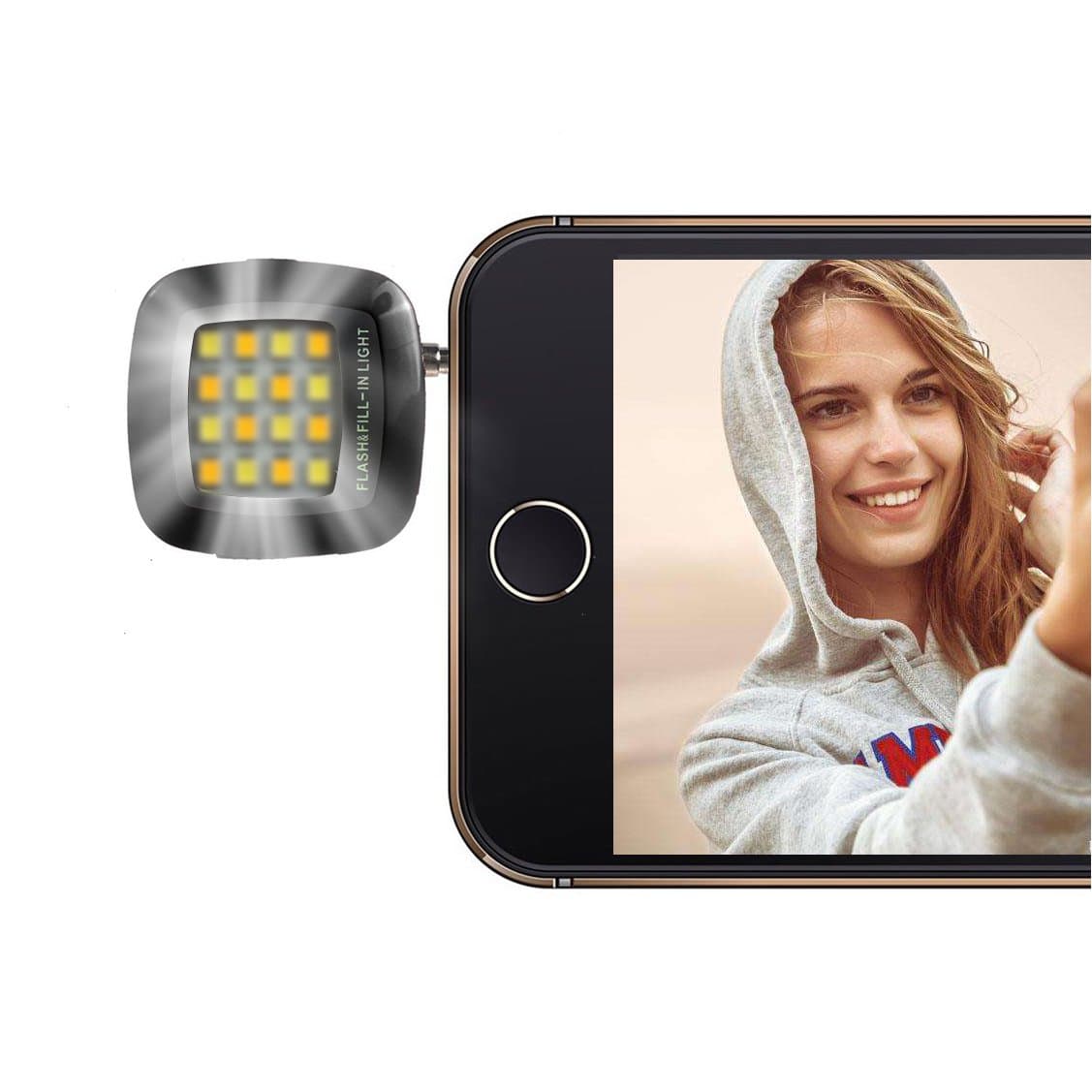 Universal Portable Mini 16 LED Night Using Selfie Light,[Extra Bright] Enhancing Dimmable Flash Light for Photos Video in Dark, Pocket Spotlight For iPhone, Android and Camera, Black