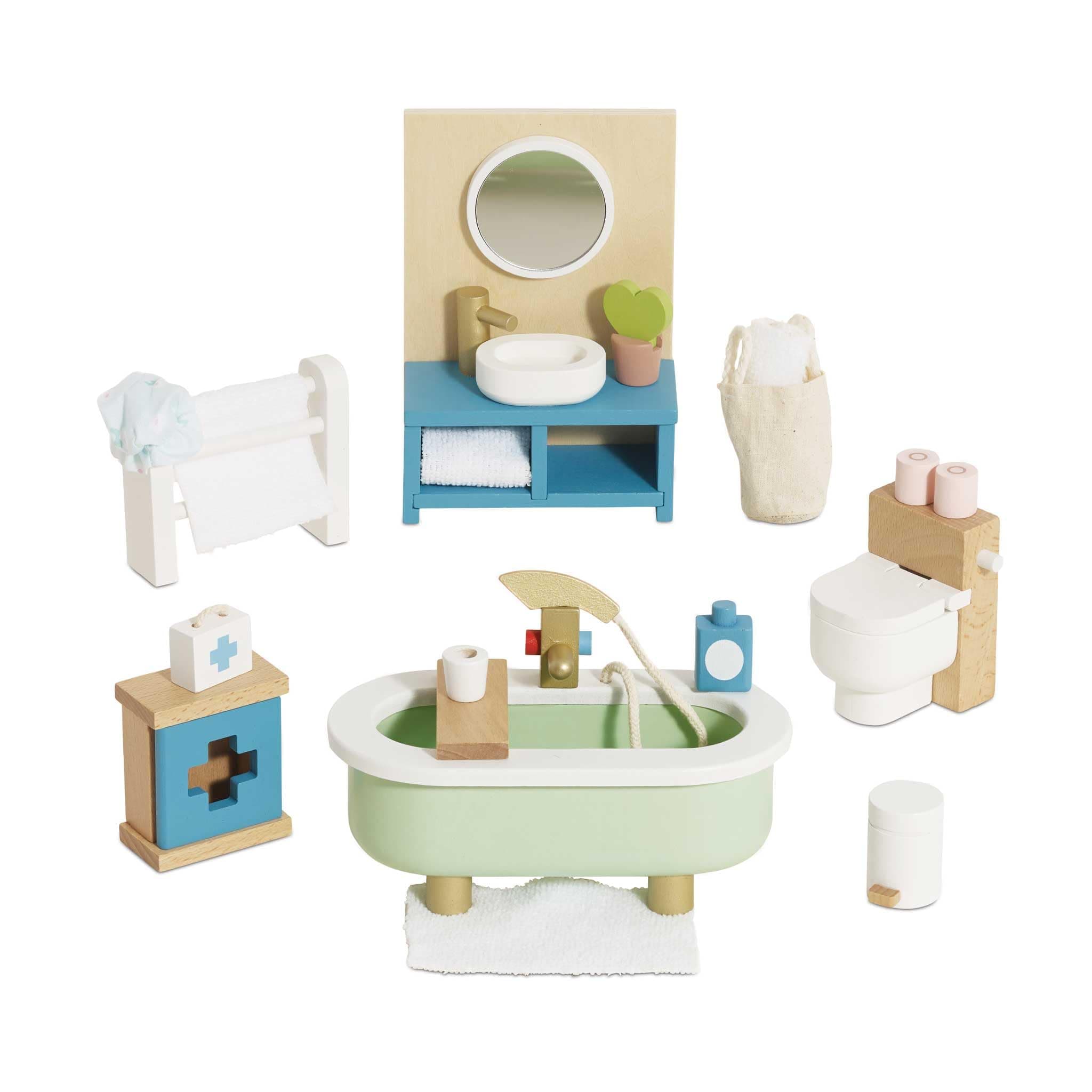 Wooden Daisylane Bathroom Dolls House Accessories Play Set For Dolls Houses | Dolls House Furniture Sets - Suitable For Ages 3+