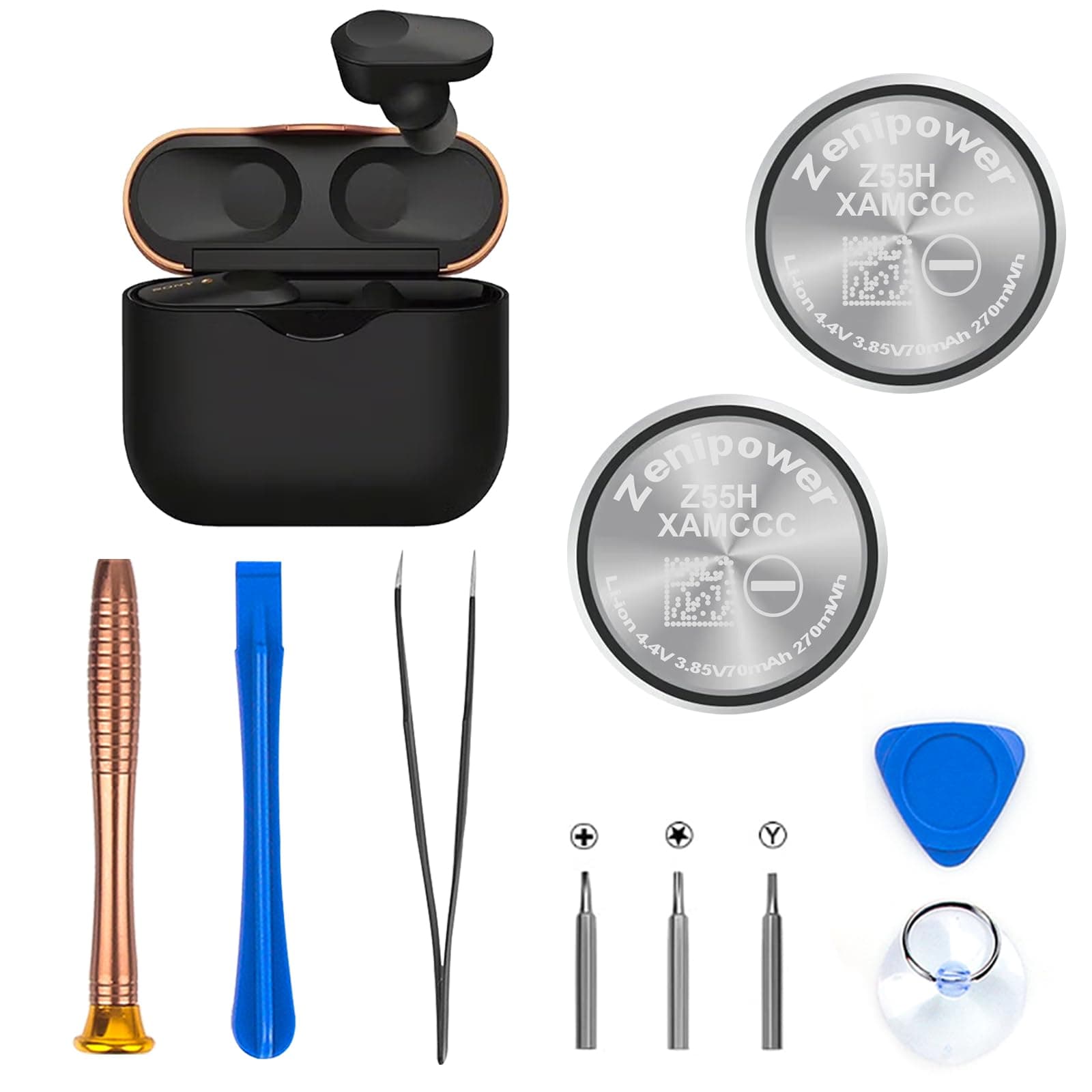 Z55H Battery Replacement for Sony Headset WF-1000XM4 WF1000XM4 Wireless Earbud Headphones Premium 3.85V 70mAh Battery with Installation Tools, 2Pcs