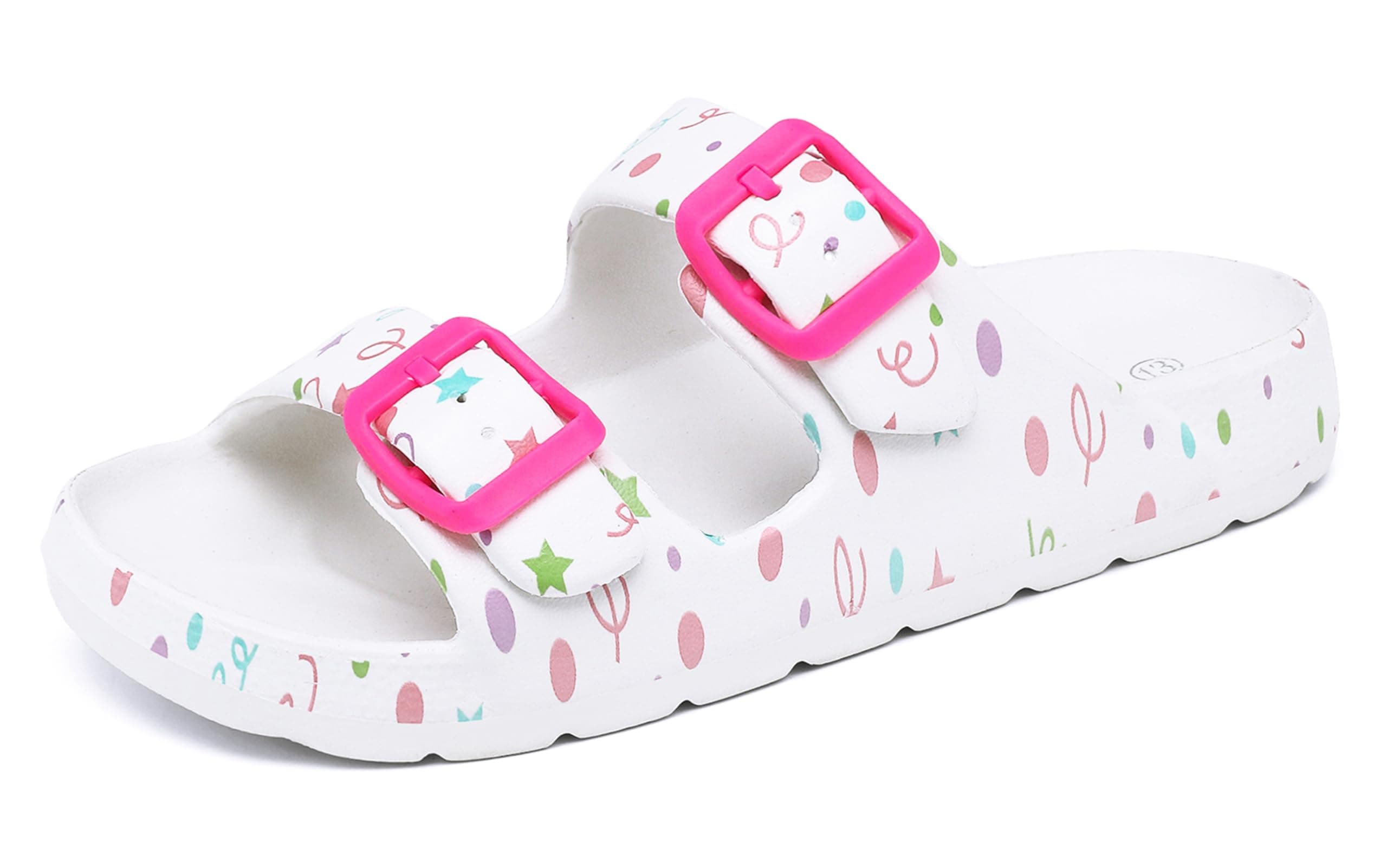 INMINPIN Boys Girls Double Buckle Slide Sandals Comfort Beach Pool Shower Slippers Adjustable Indoor Outdoor Little Kid/Big Kid
