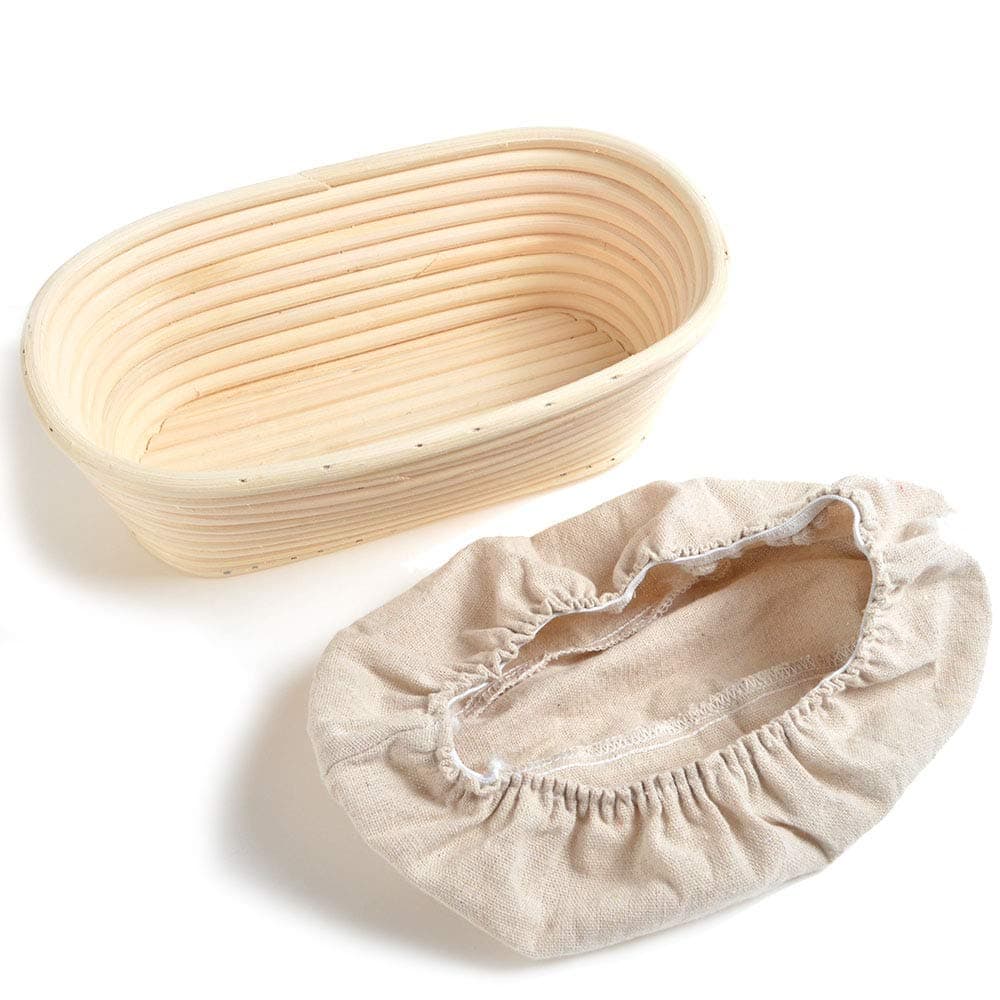 1x Oval Bread Proving Basket , Rattan Banneton Brotform ,Size 25x15x8cm , Hold 500g dough ,Sour Dough proofing, artisan bread , With Linen liner