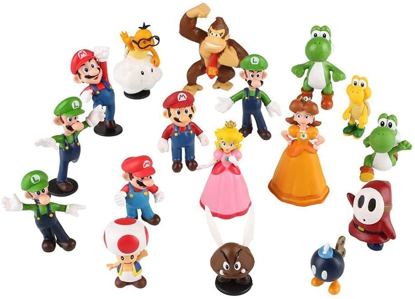 18 pcs Super Mario Brothers Action Figures Toys, Super Mary Action Figures Mini Toys (18pcs)