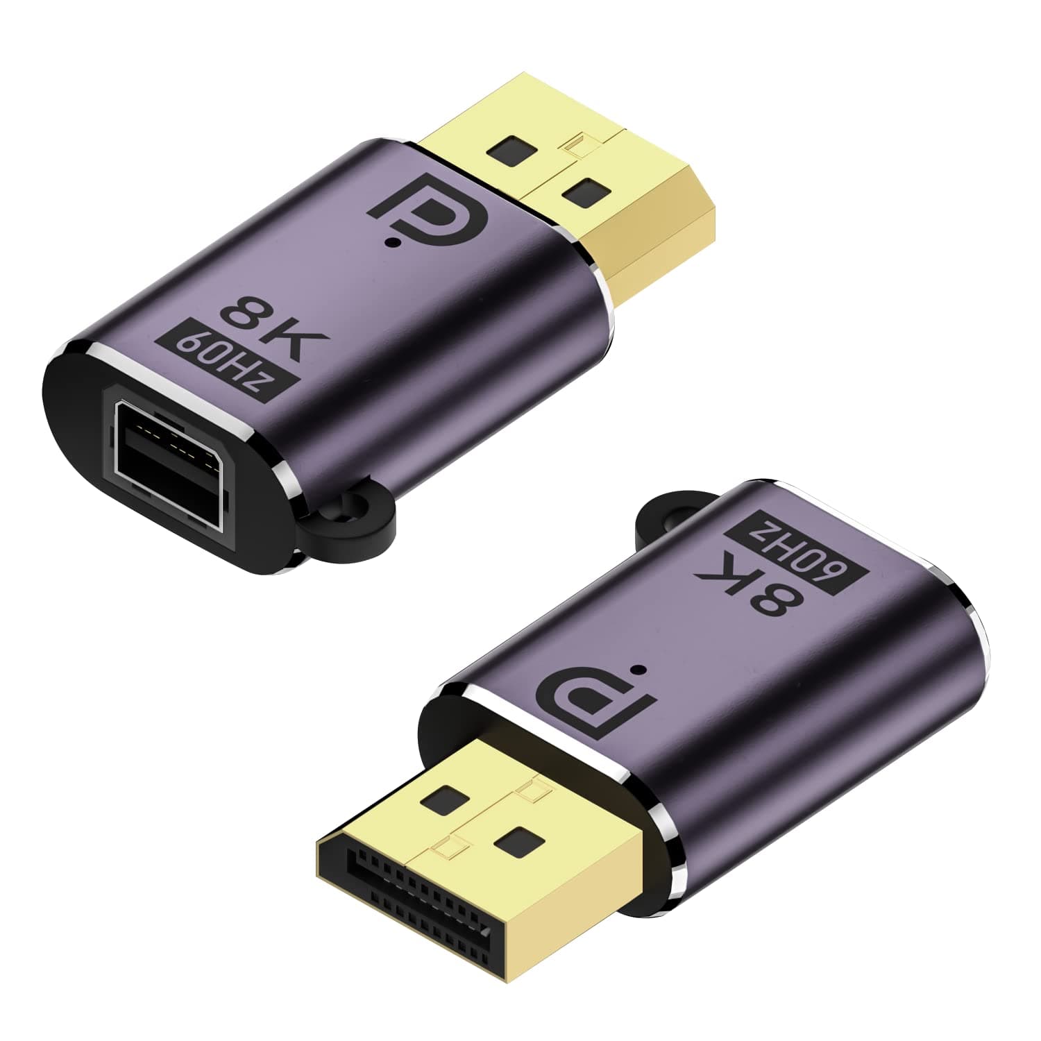 AreMe 8K DisplayPort 1.4 to Mini DisplayPort Adapter (2 Pack), DP Male to Mini DP Female Bi-Directional Transmission Converter Connector Aluminum Alloy