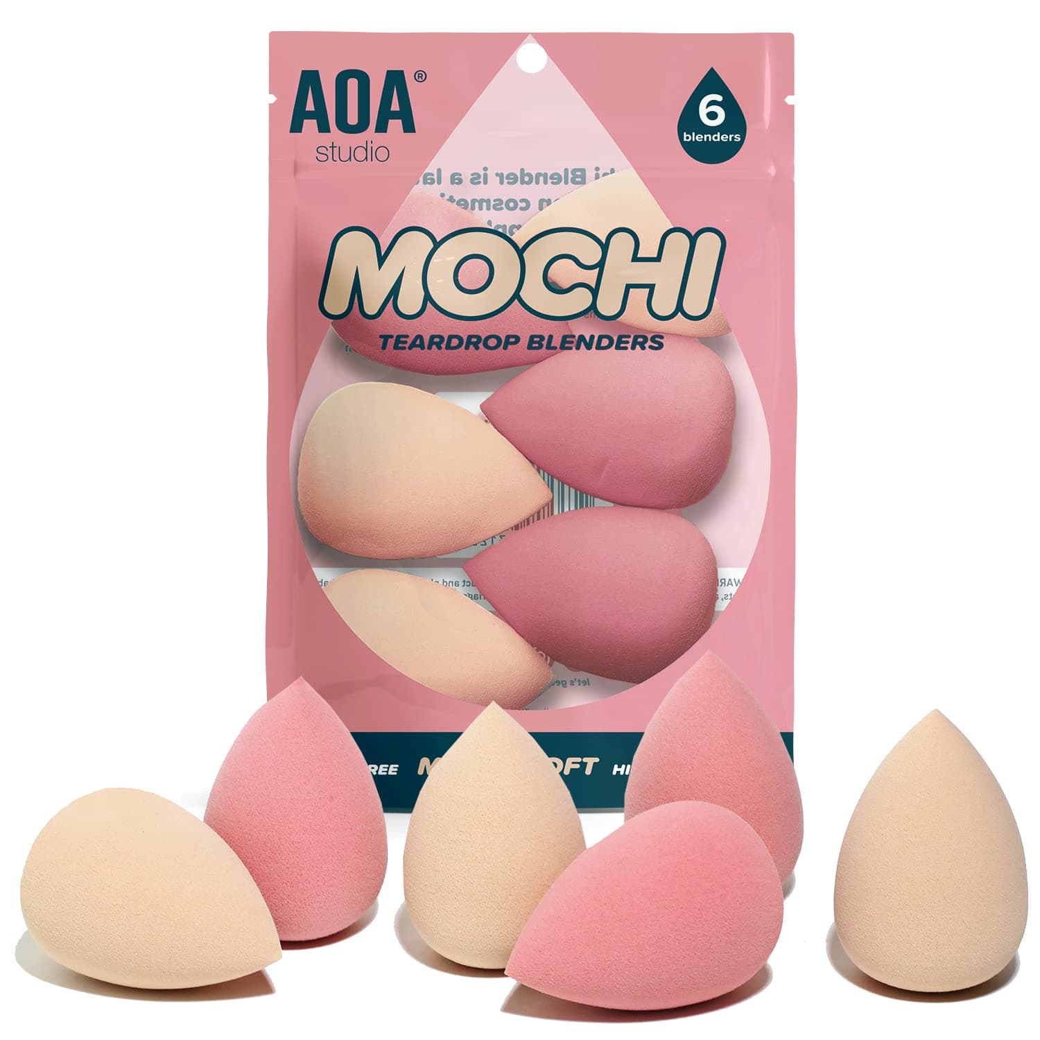 Collection Makeup Mochi Sponge Set Makeup Blender Latex Free and High-definition Set of 6 Makeup Blender For Powder Cream and Liquid, Super Soft Wonder Blender Beauty Cosmetic (6 Count) (pink, one size)