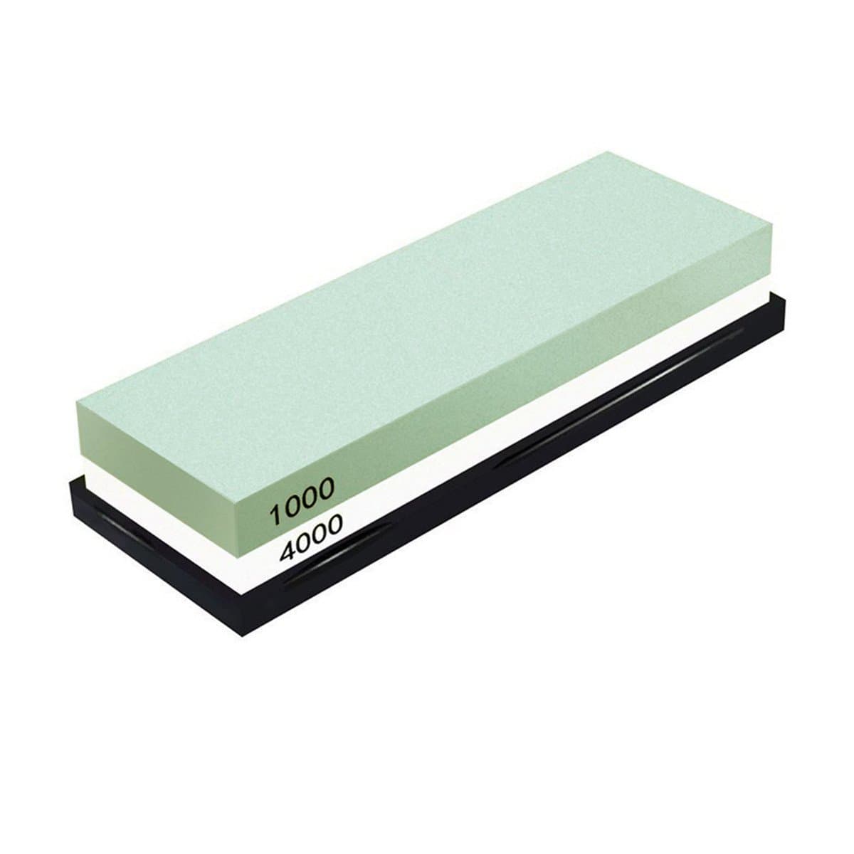Whetstone, Knife Sharpening Stone 1000 / 4000 Grit Combination Waterstone Knife Sharpener- Rubber Stone Holder Included