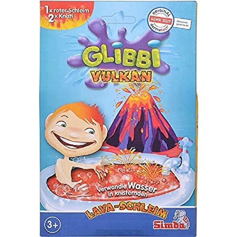 Simba Glibbi Volcano 105953381 Bath Toy, Water Turns Powder into Red Slime, Crinkle Powder, Slime, 1 x 150 g, from 3 Years