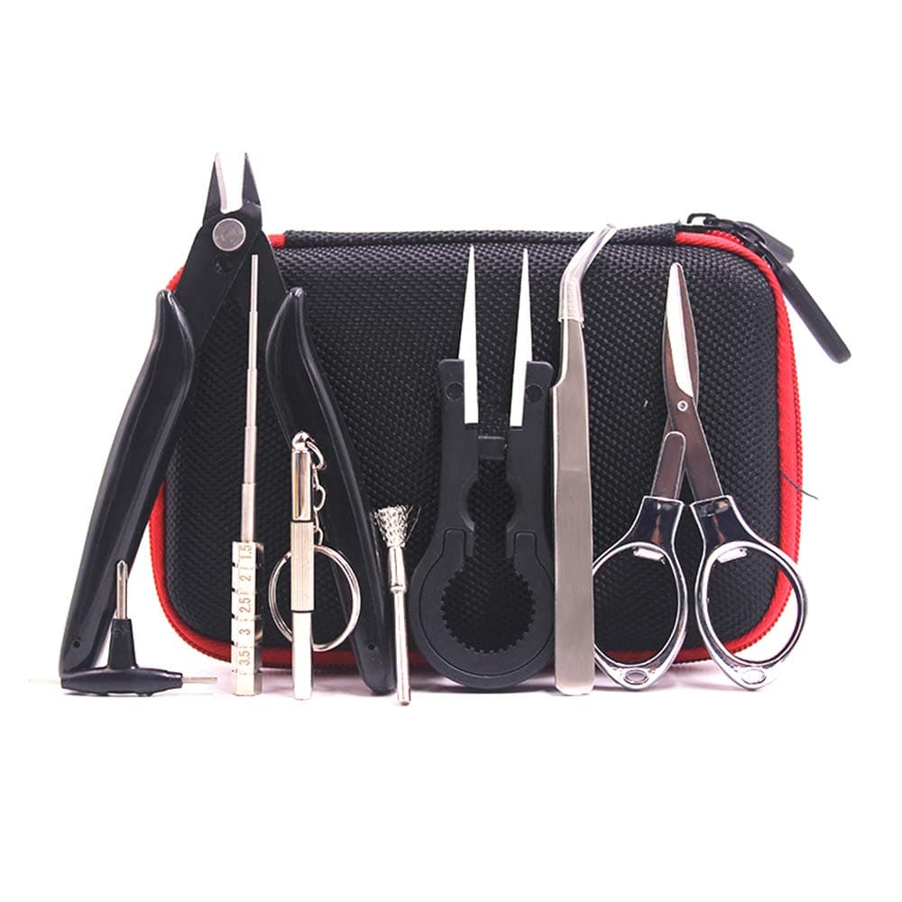 DIY Tool Kit for Home and Jewelry Repairs, 8 in 1-Pliers Ceramics Tweezers Stainless Steel Tweezers Folding Scissors Jig Screwdriver Brush