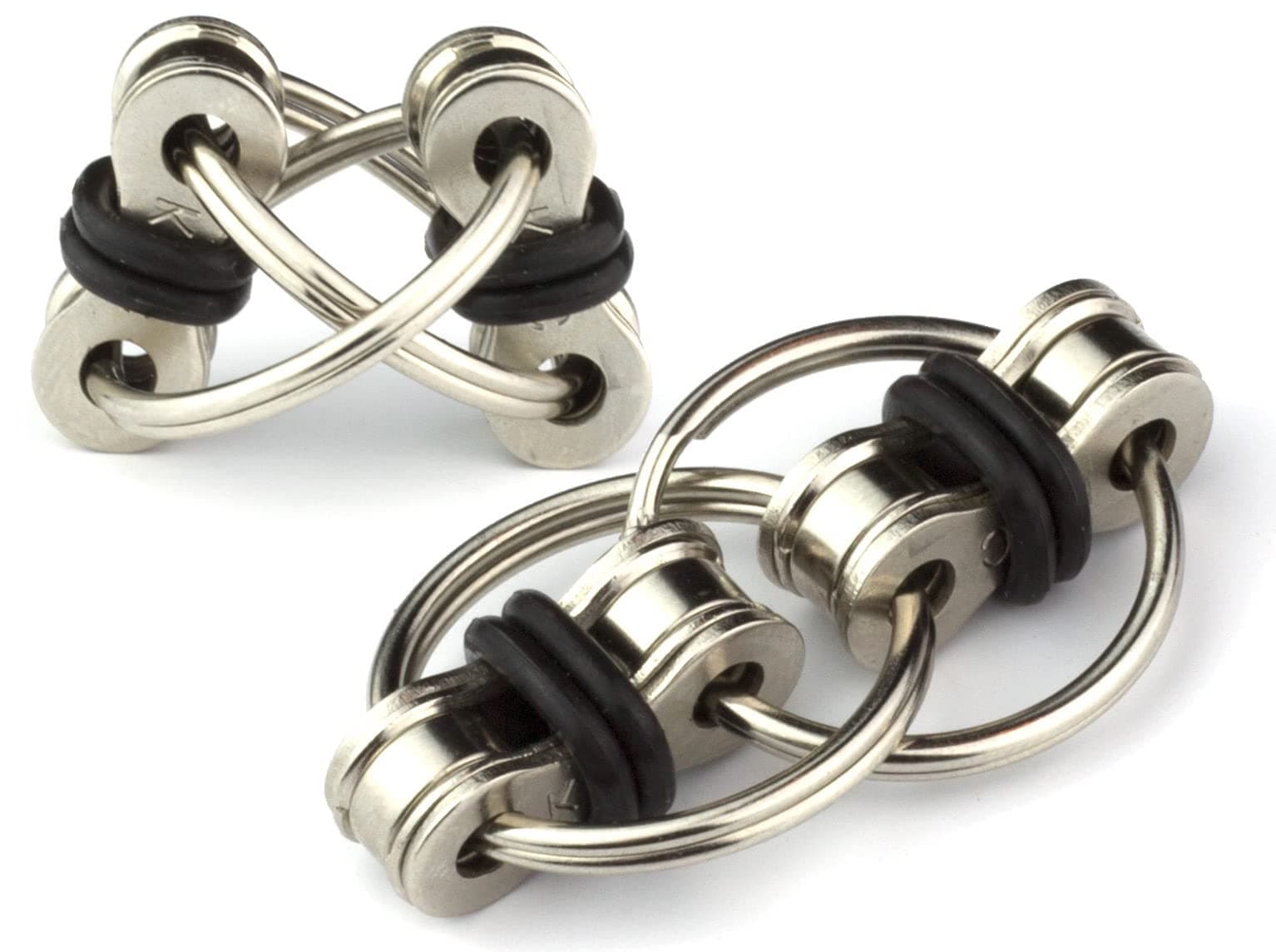 Flippy Chain Fidget Toy by Tom's Fidgets - Perfect for ADHD, Anxiety, and Autism - Bike Chain Fidget Stress Reducer for Adults and Kids (Black 2PK)