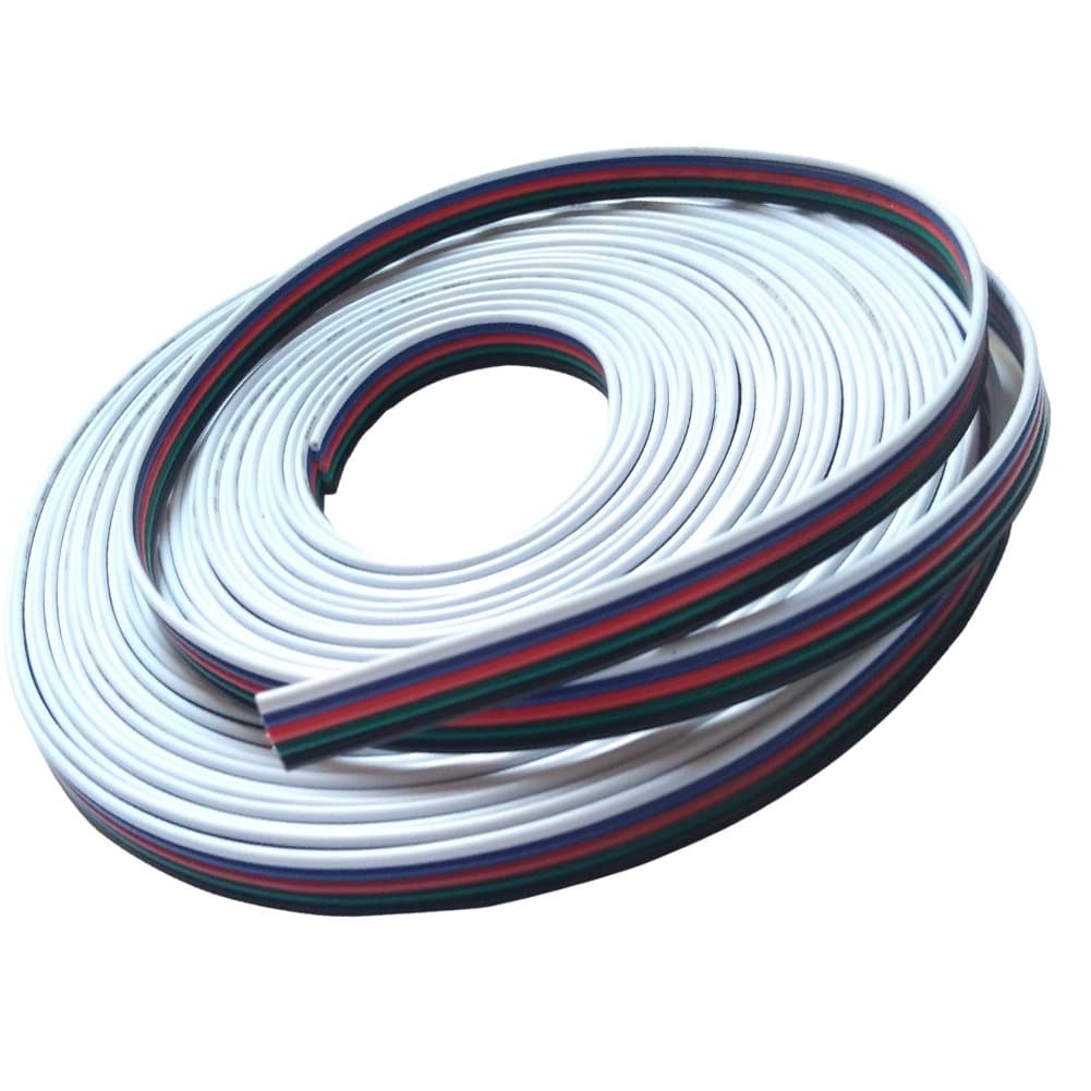 Alightings RGBW Extension Cable, 22awg 5 Conductor Wire for RGBW Color Changing LED Strip Lights, 32 feet