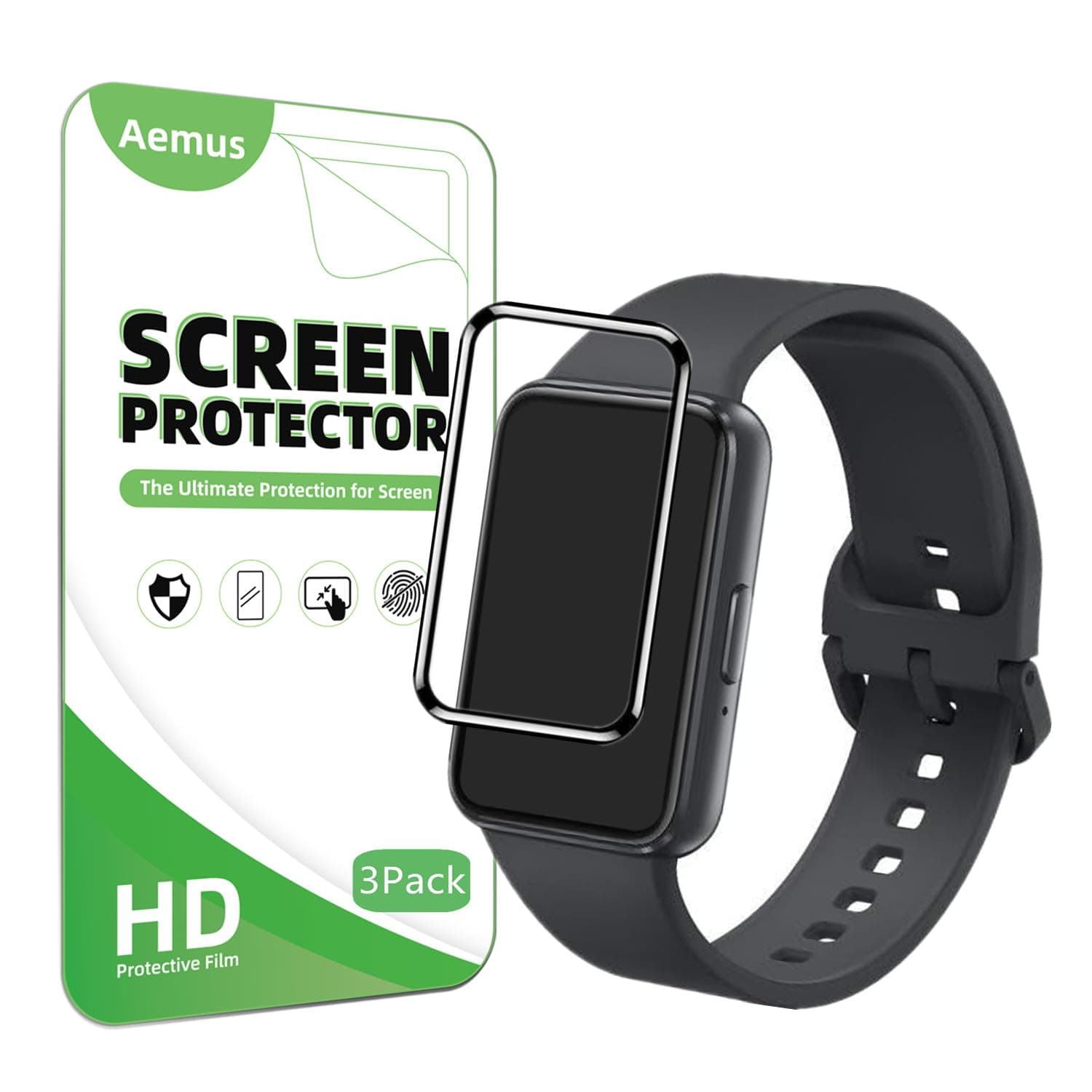 Screen Protector Compatible for Galaxy FIT 3 Fitness Tracker (3 Pack) 3D Full Coverage PMMA Protective Film for Fit 3 Smart Watch 1.6"