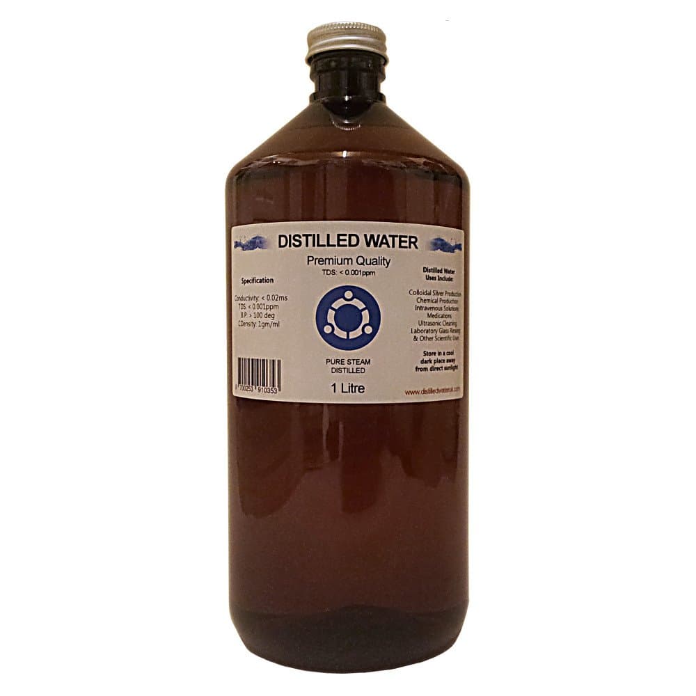 Distilled Water - 1 Litre (1L) - Pure Steam Distilled - 0ppm