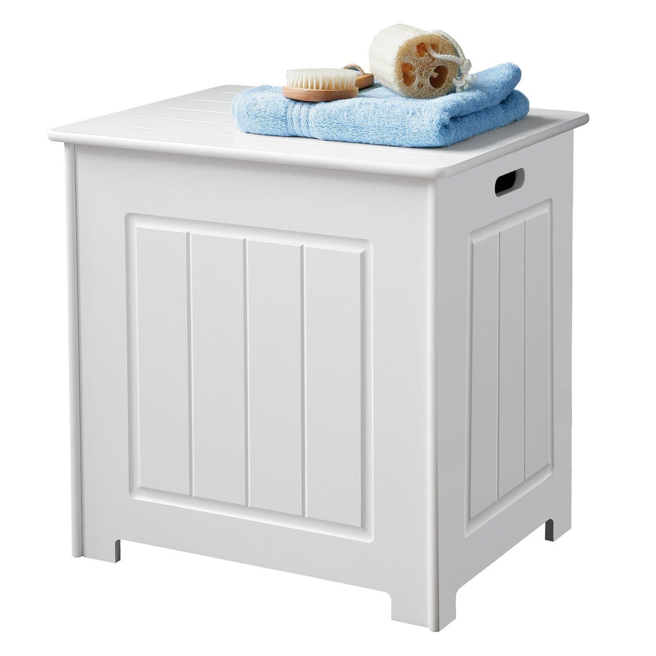 NEW STORAGE CHEST CABINET WHITE WOOD BASKET LAUNDRY BIN