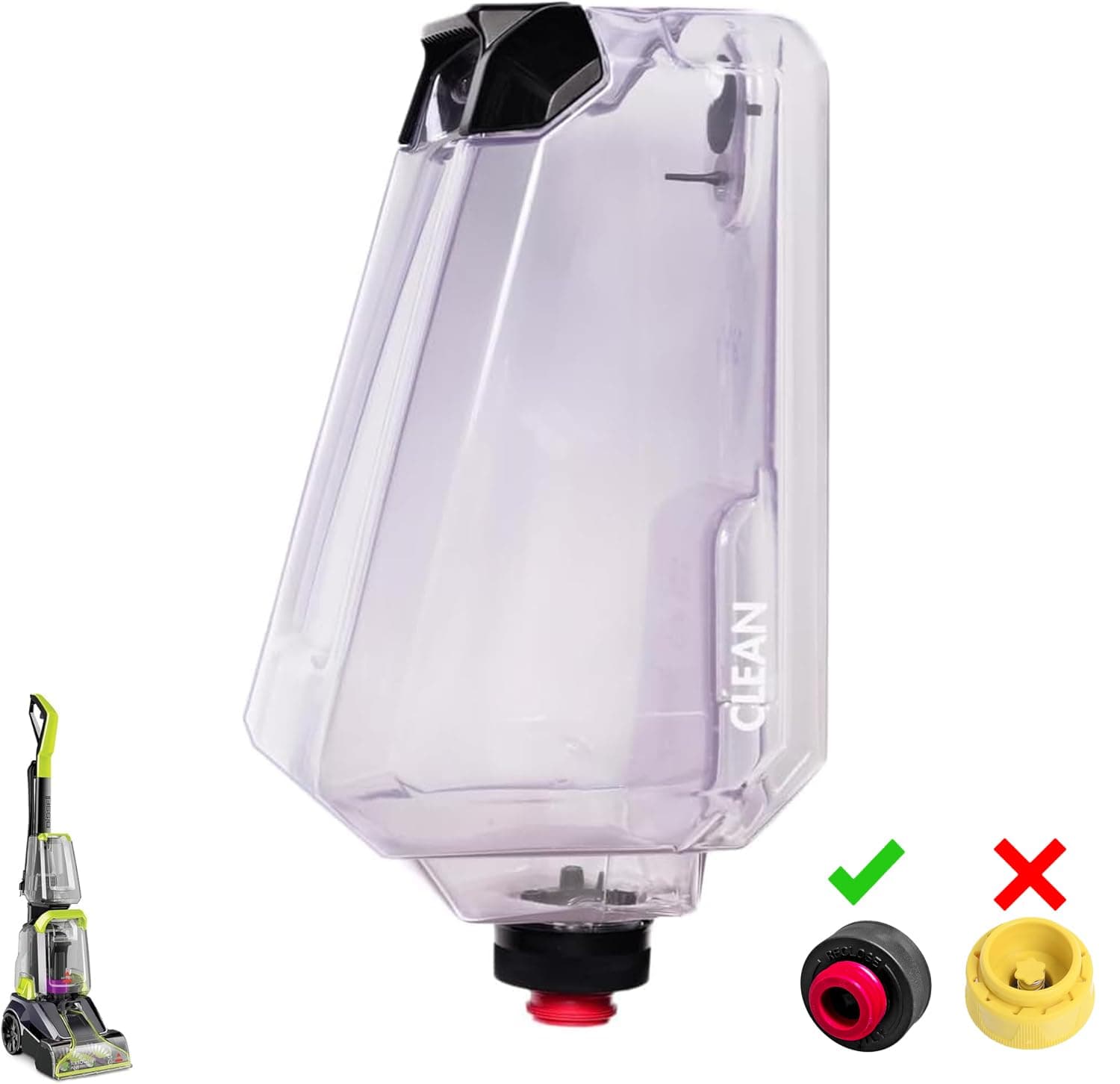 Replacement Clean Tank With Cap for Bissell TurboClean PowerBrush Pet Carpet Cleaner Machines - Part #1623828 | Compatible Only with Models 2987, 2806, 28062, 28068, 29878, 29879