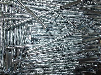 (100) Hex Head 1/4 X 6 Lag Bolts Zinc Plated Wood Screws
