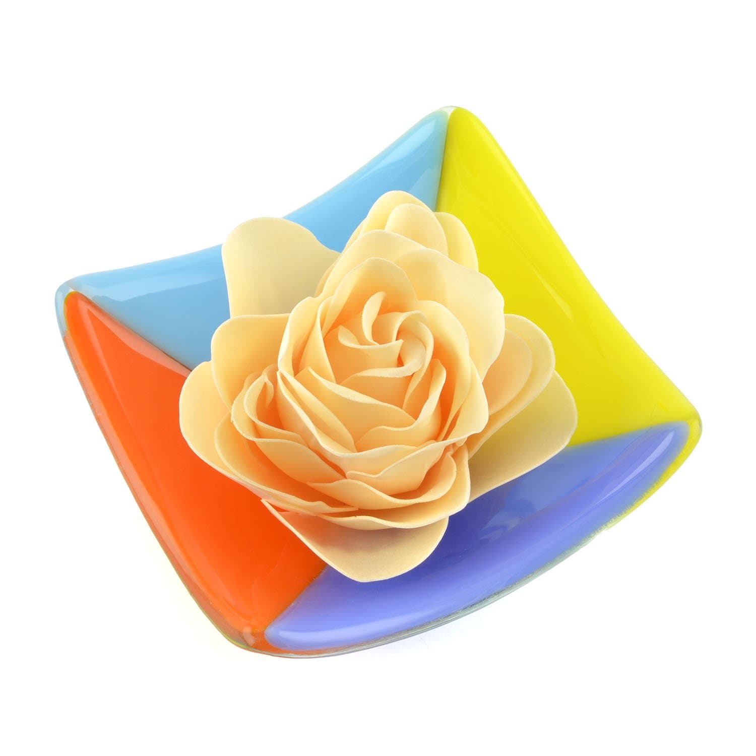 Fusions of Glass Soap Dish with Soap Petals, Heather (Light/Multi)