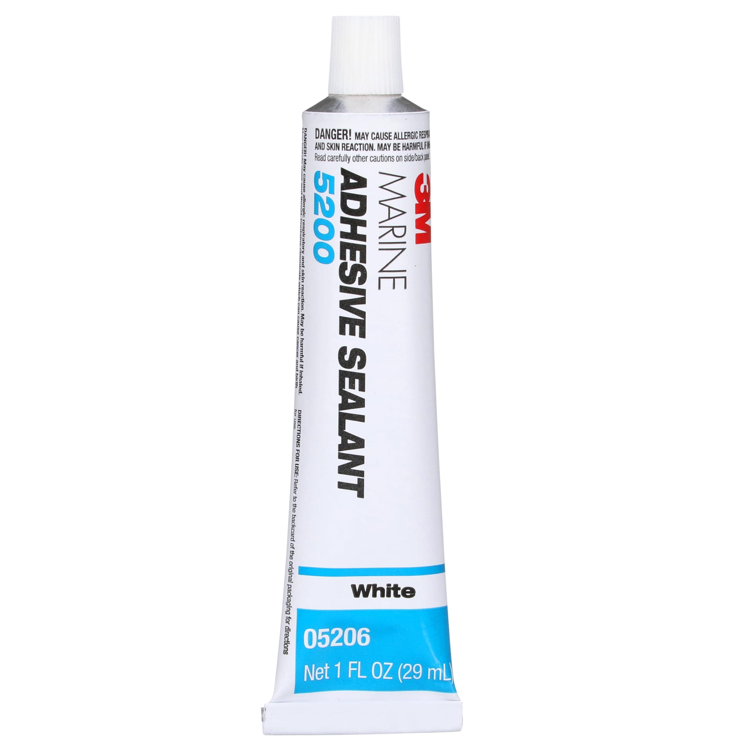 Marine Adhesive Sealant 5200 - Permanent Bonding and Sealing for Boats and RVs Above and Below the Waterline Waterproof Repair, White, 1 oz Tube